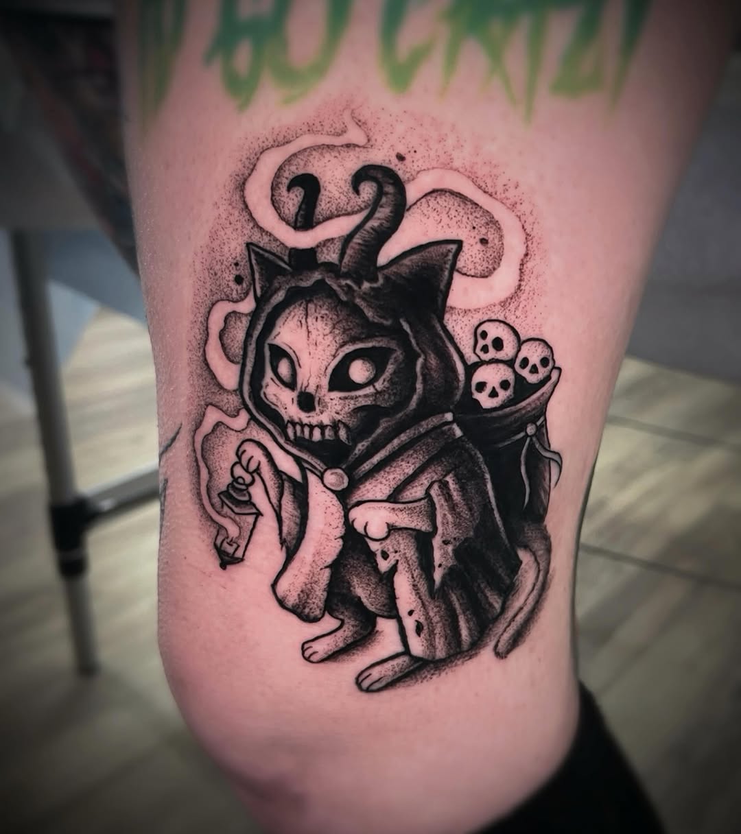 Tattoo by @leawhite_tattoos — black_and_grey, dotwork