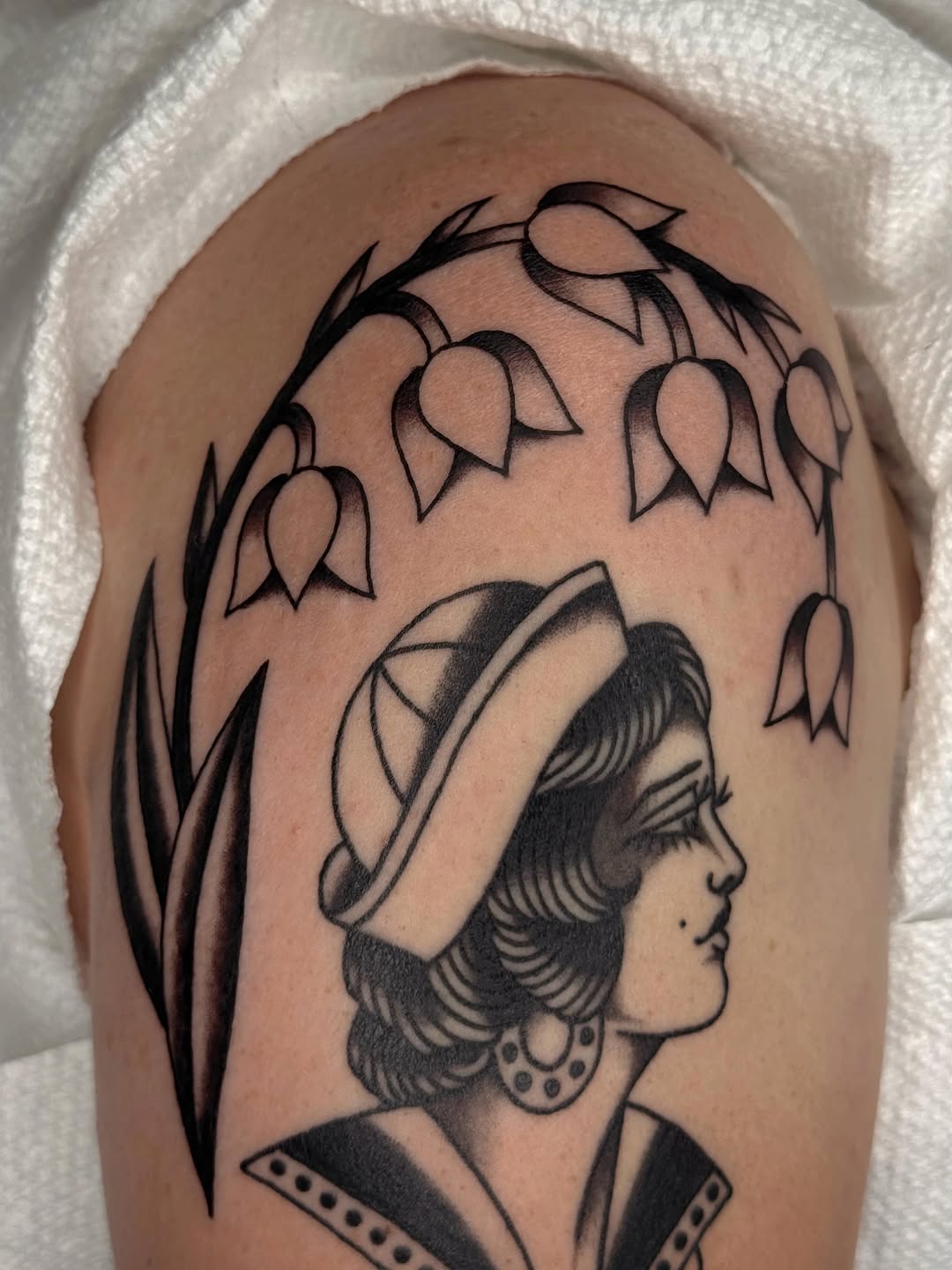 Tattoo by @bridgettetattoos — american_traditional, black_and_grey