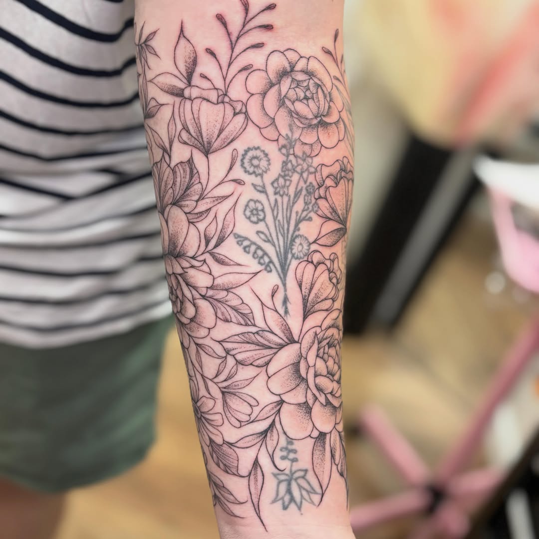 Tattoo by @athenaartistrytattoostudio — dotwork, black_and_grey