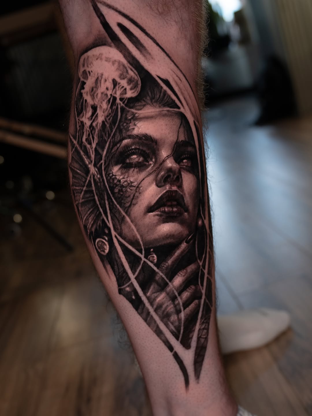 Tattoo by @aaronthomastattoos — realism, black_and_grey