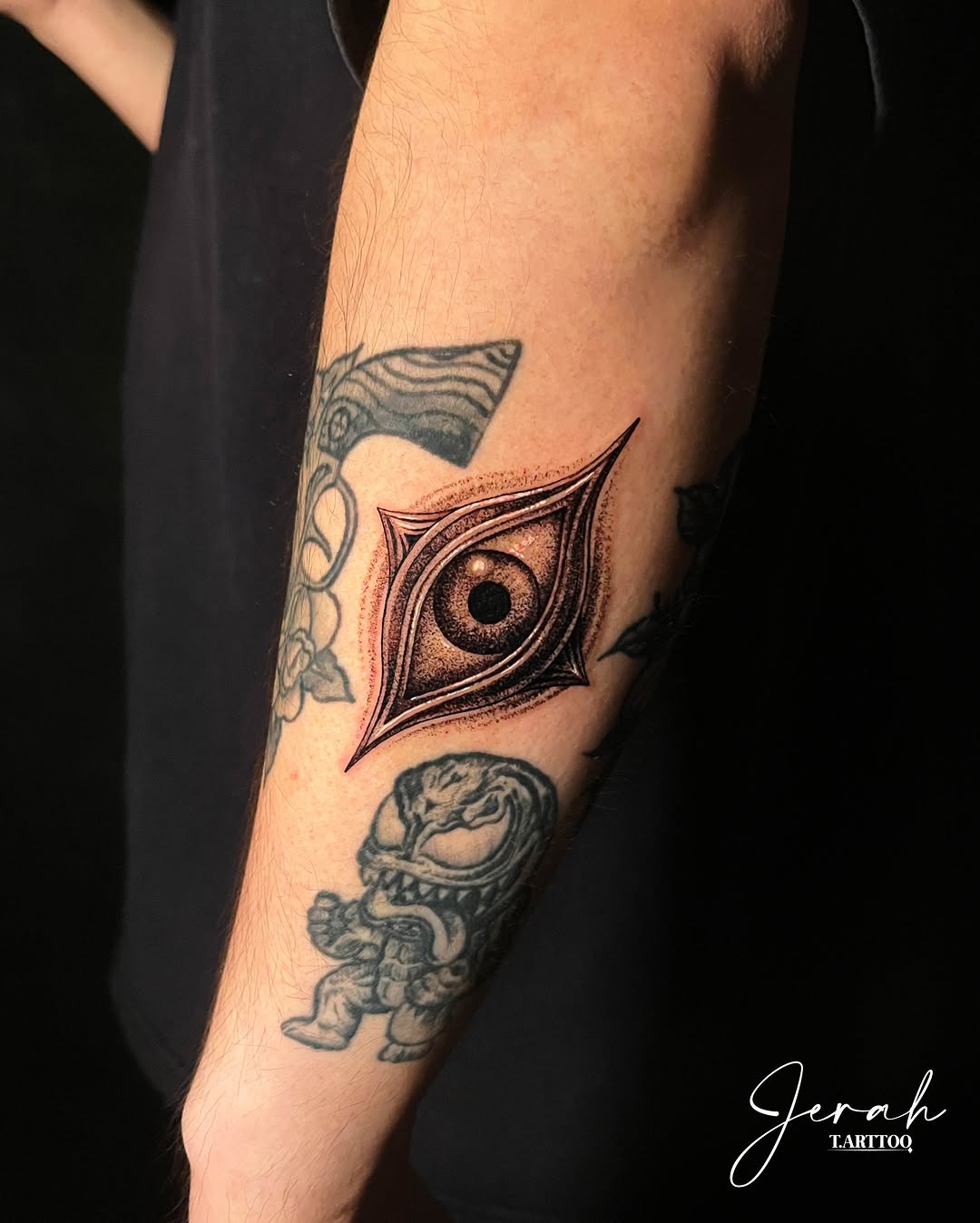 Tattoo by @t.arttoo_jerah — dotwork, black_and_grey