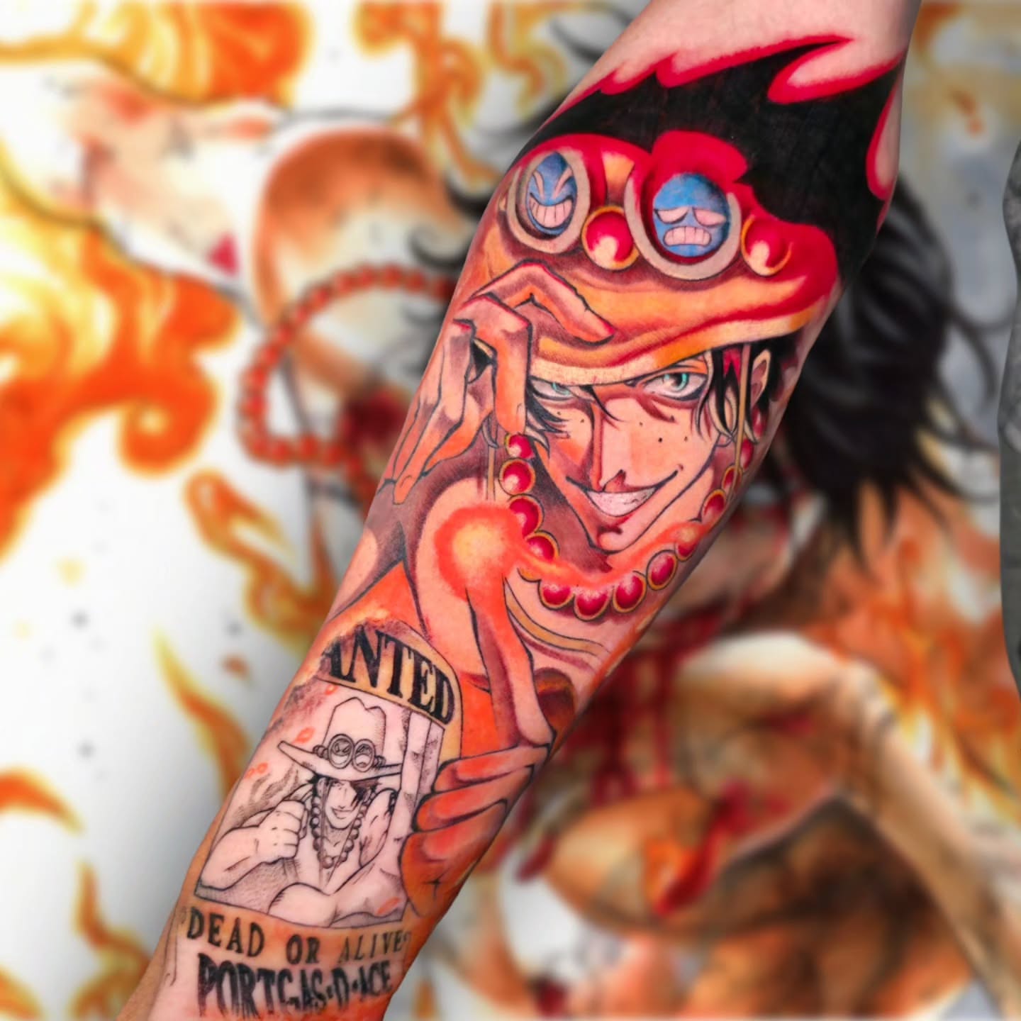 Anime character anime tattoo on the forearm by Charlie Woodman