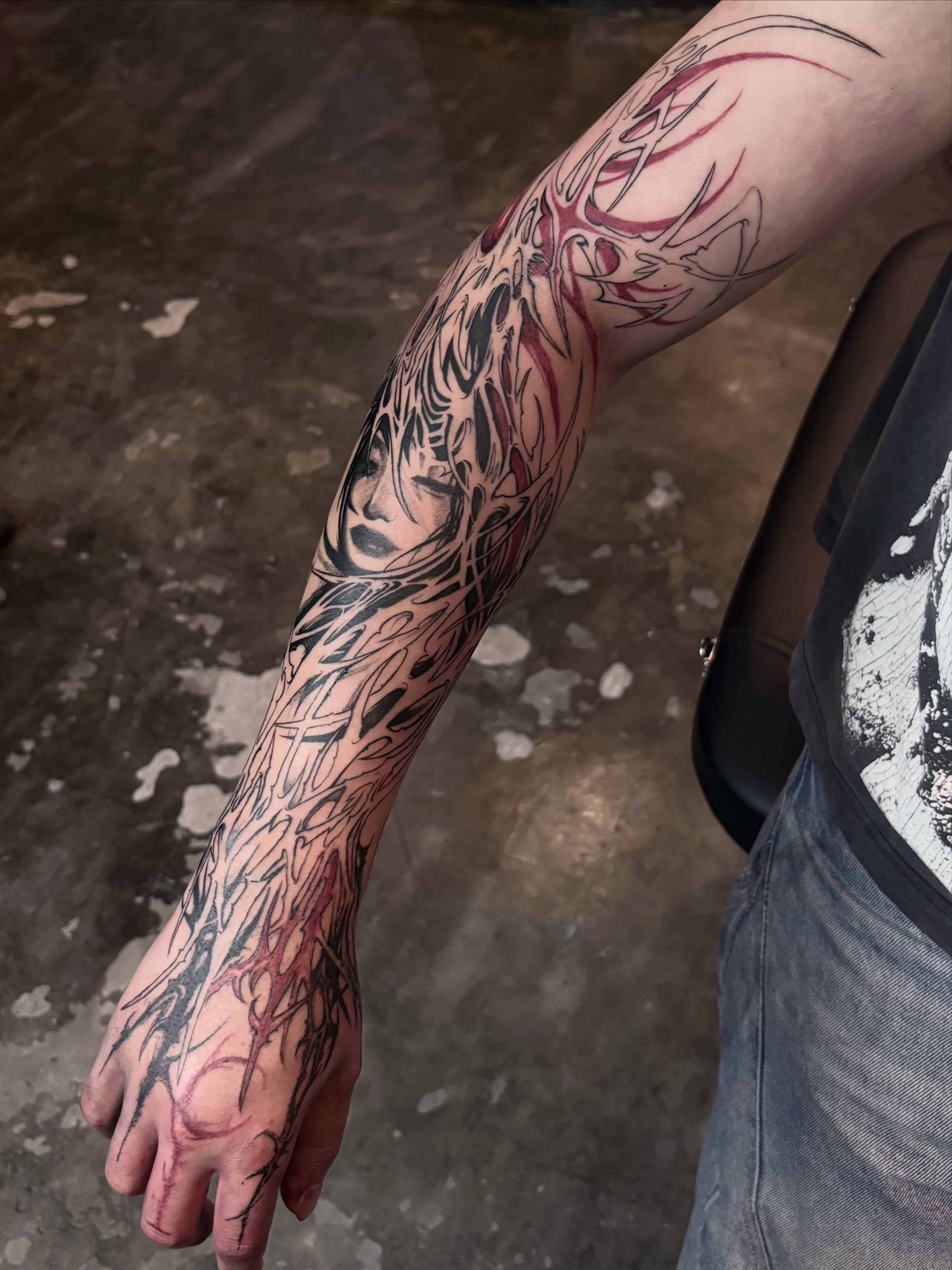 Tattoo by @deathtxpia — dotwork, anime