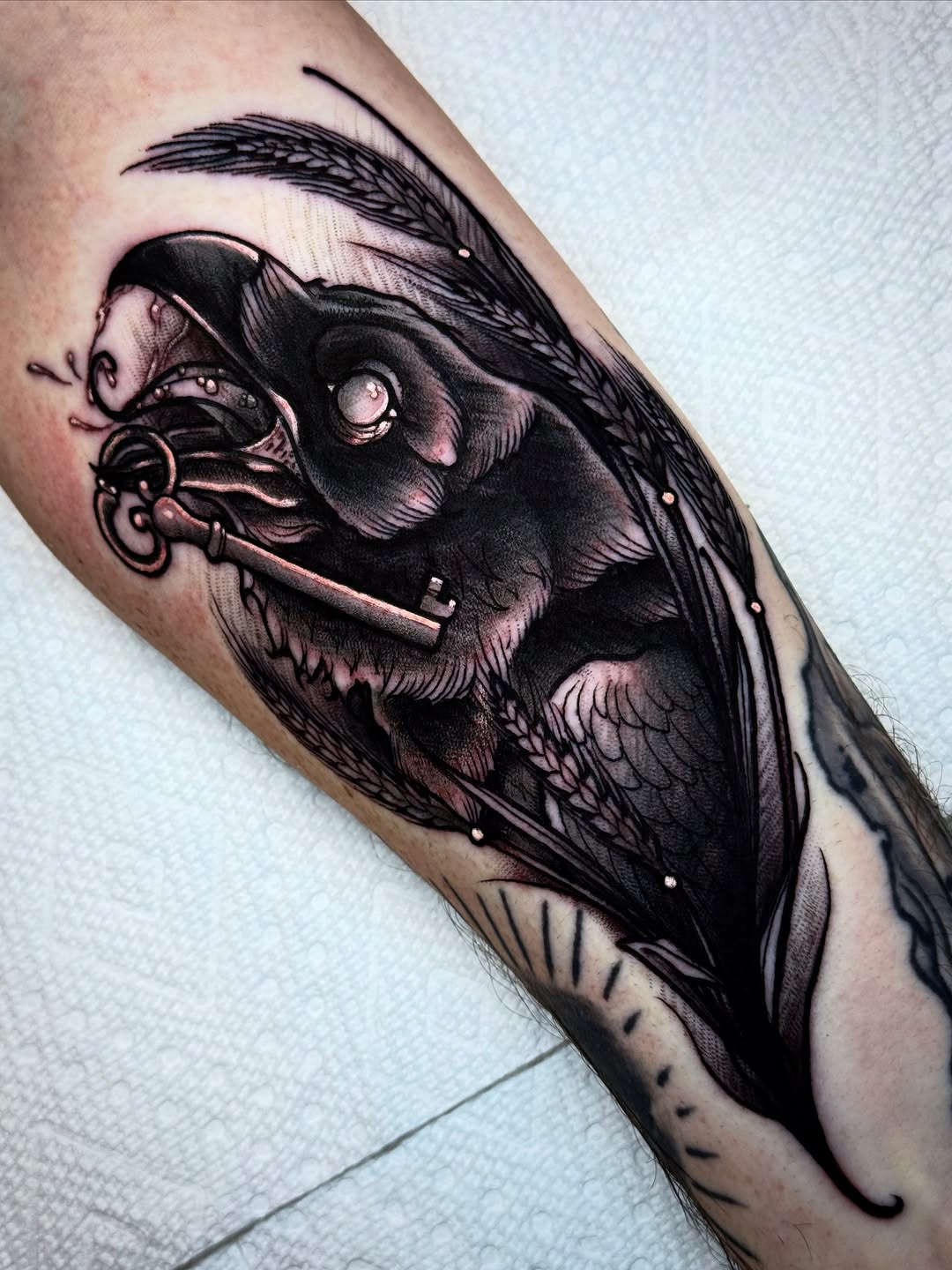 Tattoo by @themactatty — black_and_grey, dark_realism