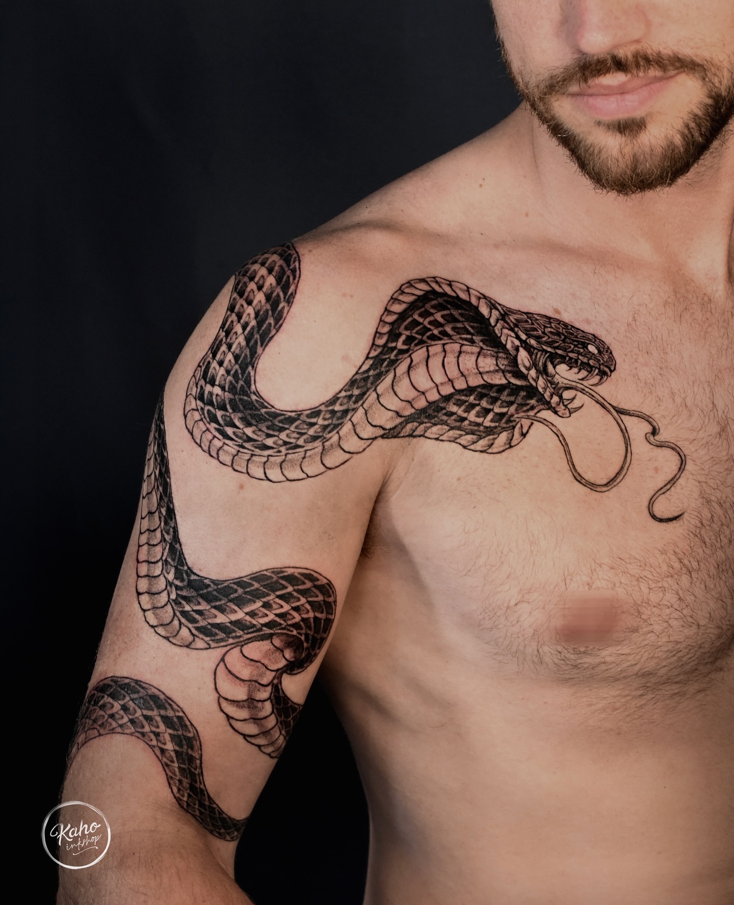 Tattoo by @kahoinkshop — black_and_grey