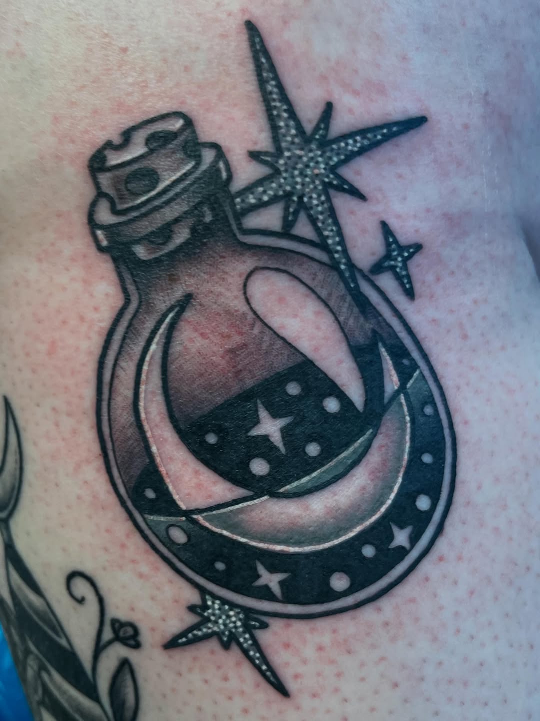 Tattoo by @wildwitchcraft — black_and_grey, fine_line