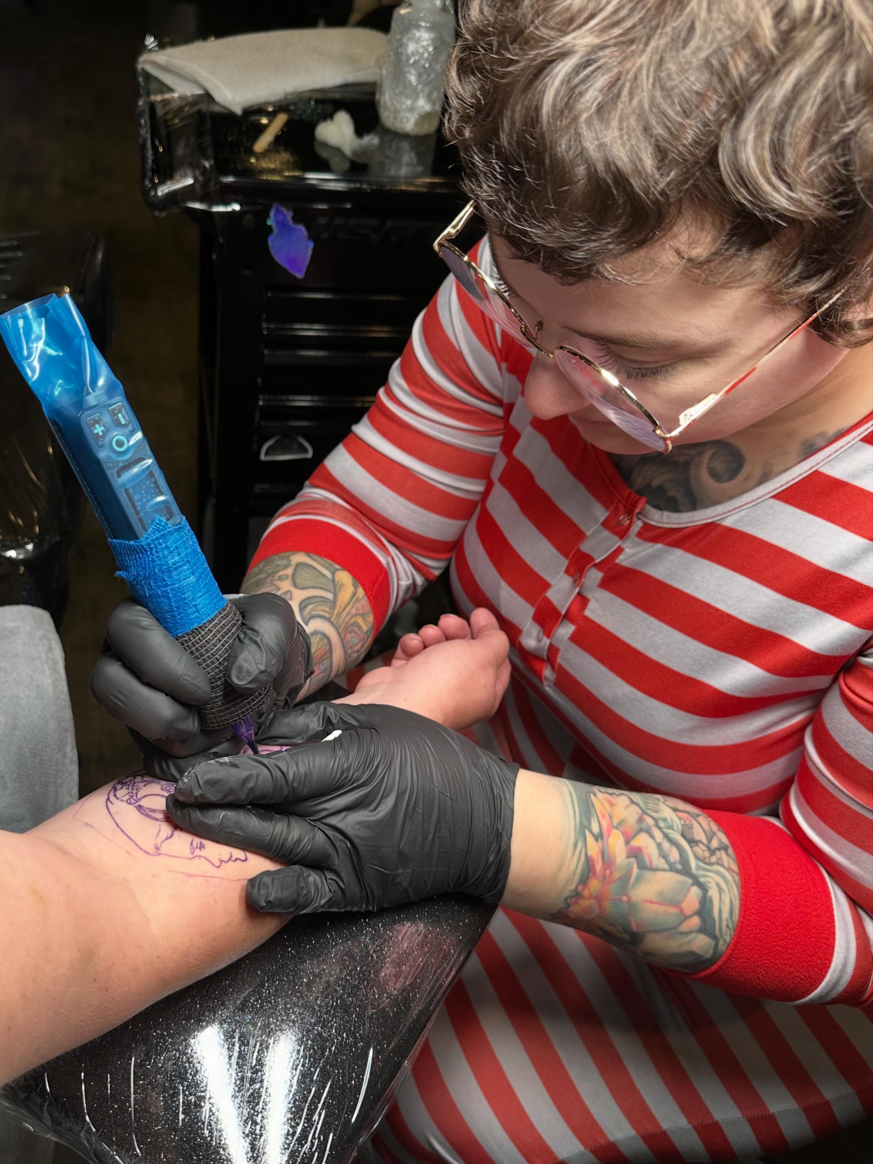 Tattoo by @back_alley_emily — black_and_grey
