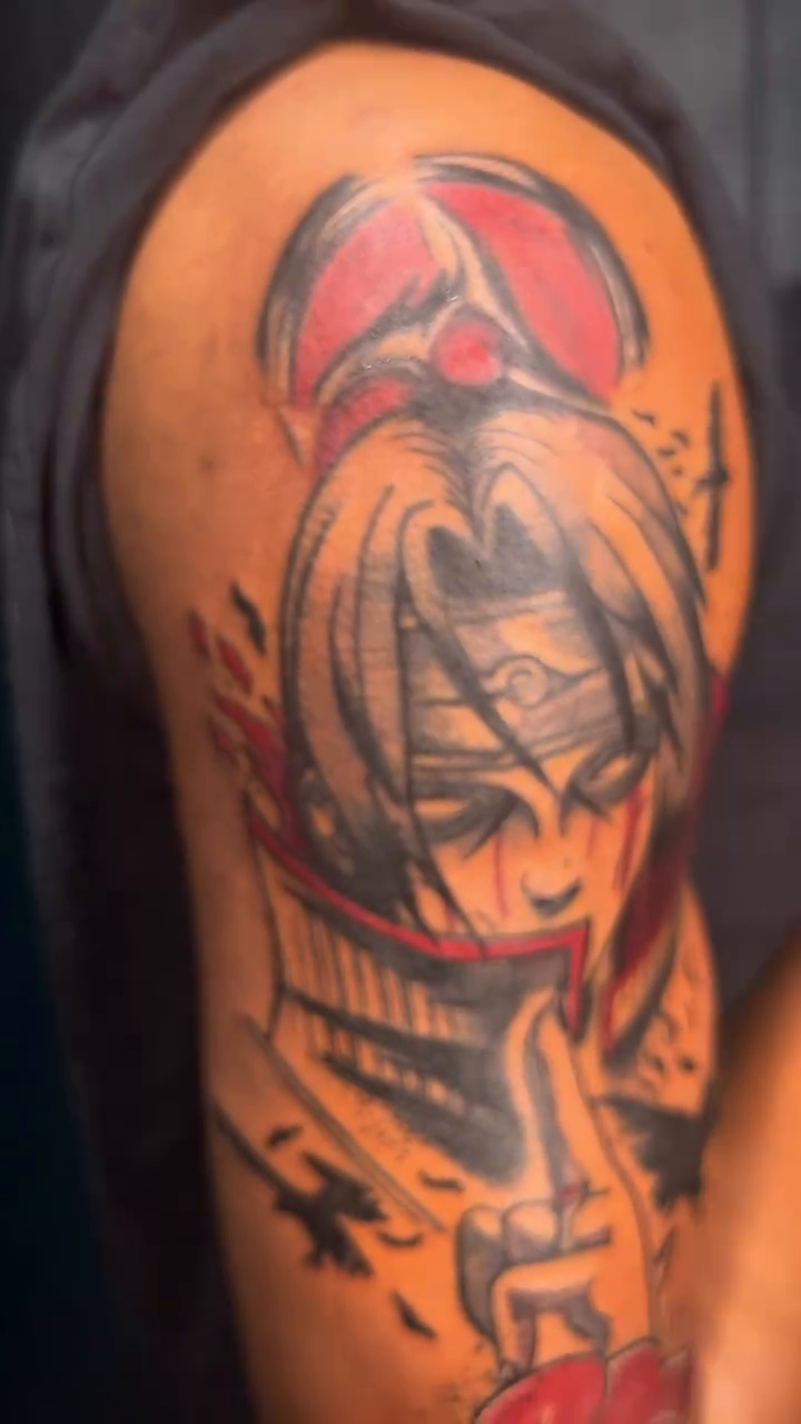 Tattoo by @emactheinkgod — anime, black_and_grey