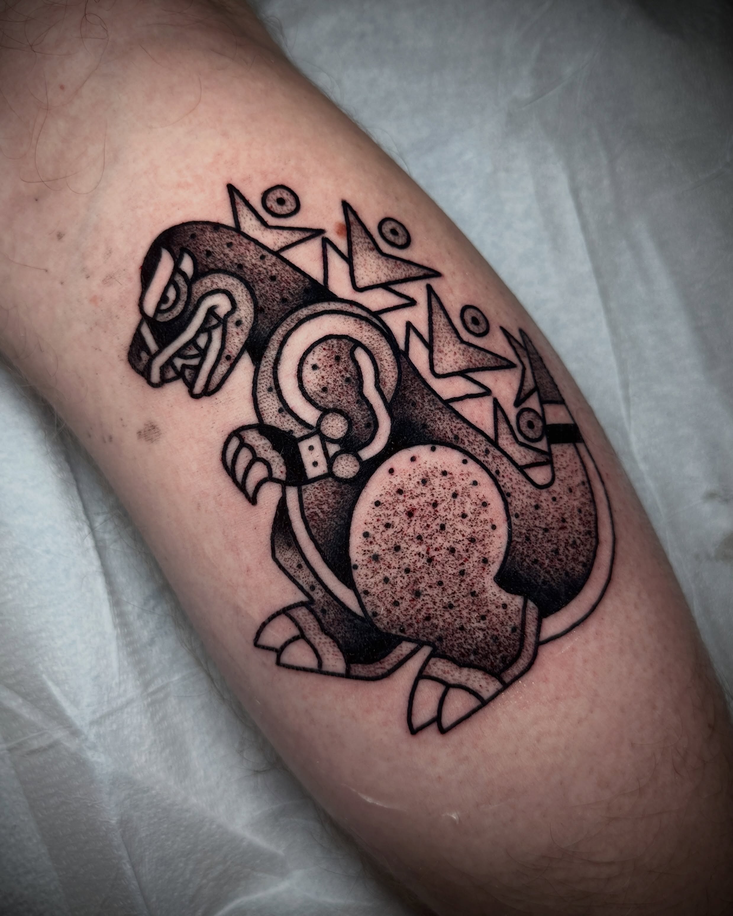 Panther dotwork tattoo on the forearm by โ L O S โ ๐ฒ๐ฝ