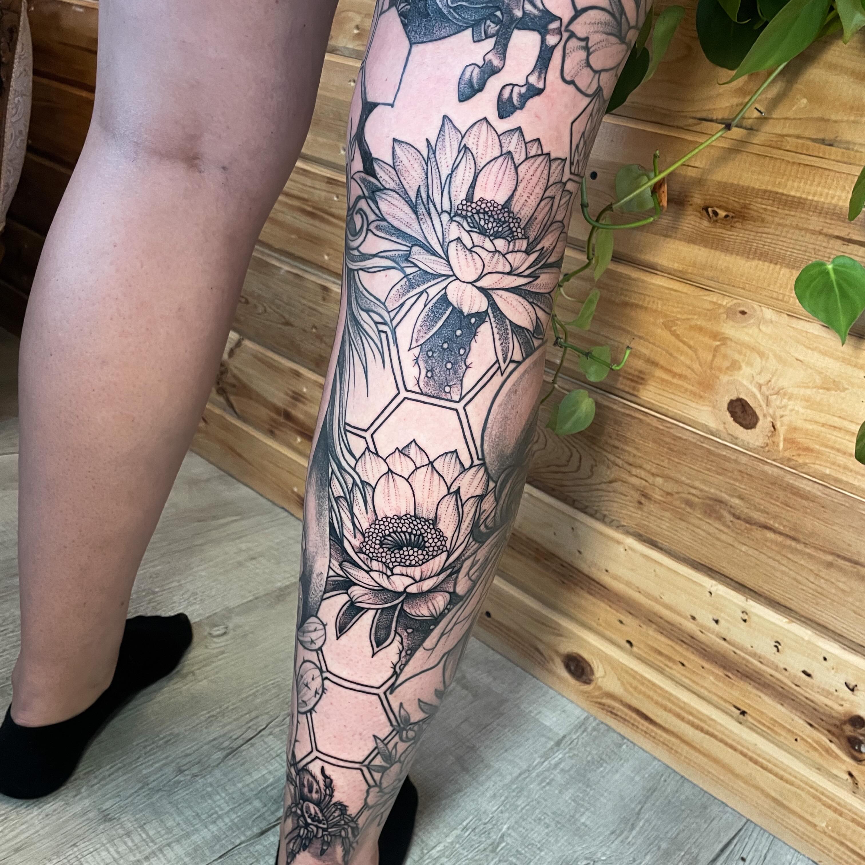 Tattoo by @devzdude — dotwork, geometric