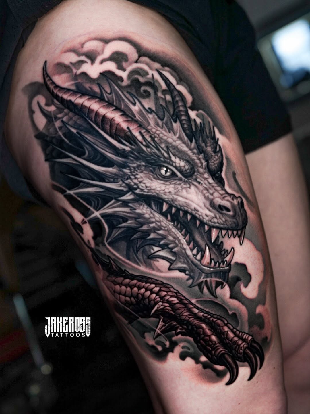 Tattoo by @jakerosstattoos — realism, black_and_grey