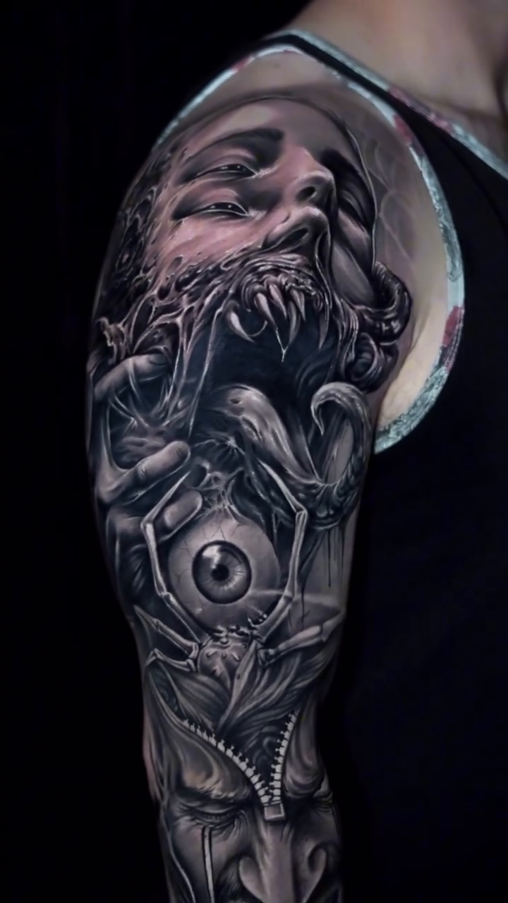 Tattoo by @tattooyasmany2012 — dark_realism, black_and_grey