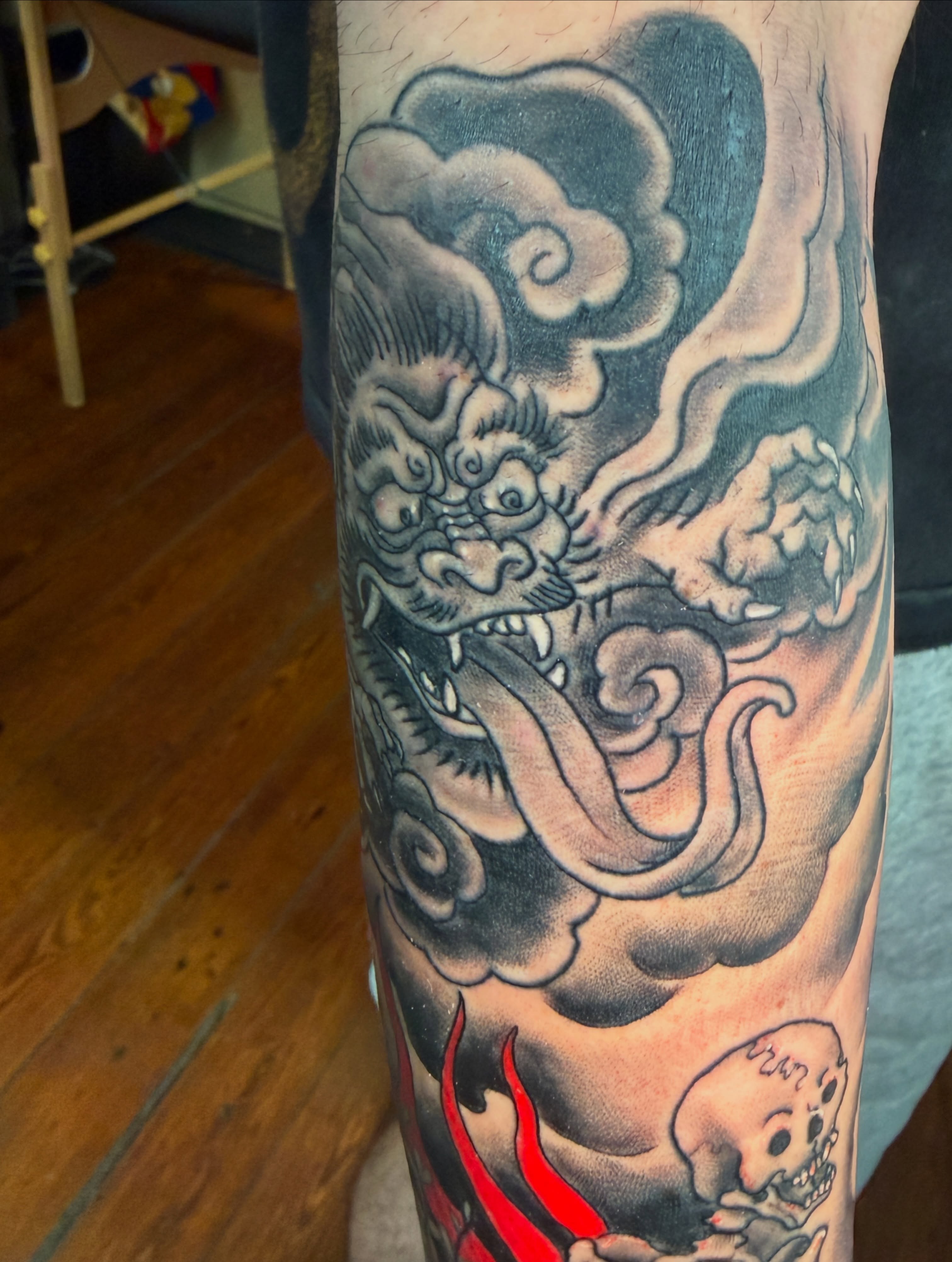 Tattoo by @derekdtattoos — japanese_irezumi, black_and_grey