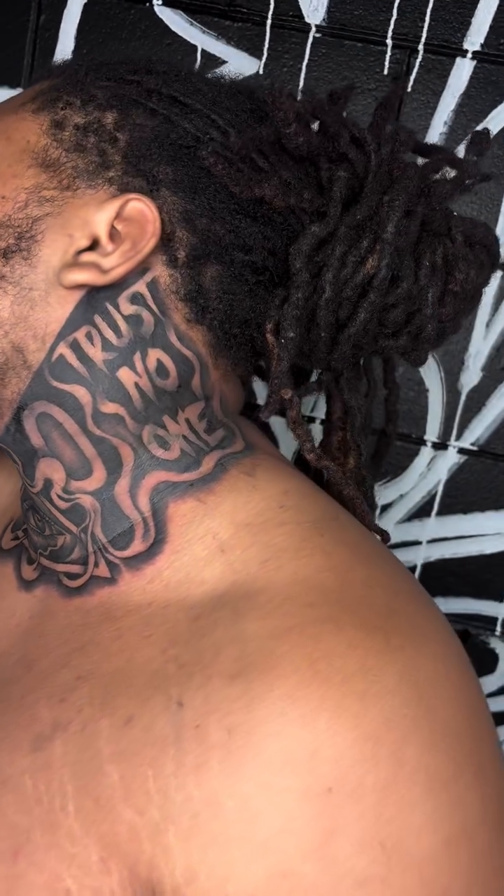 Tattoo by @tattsbyjojo — black_and_grey, lettering_script
