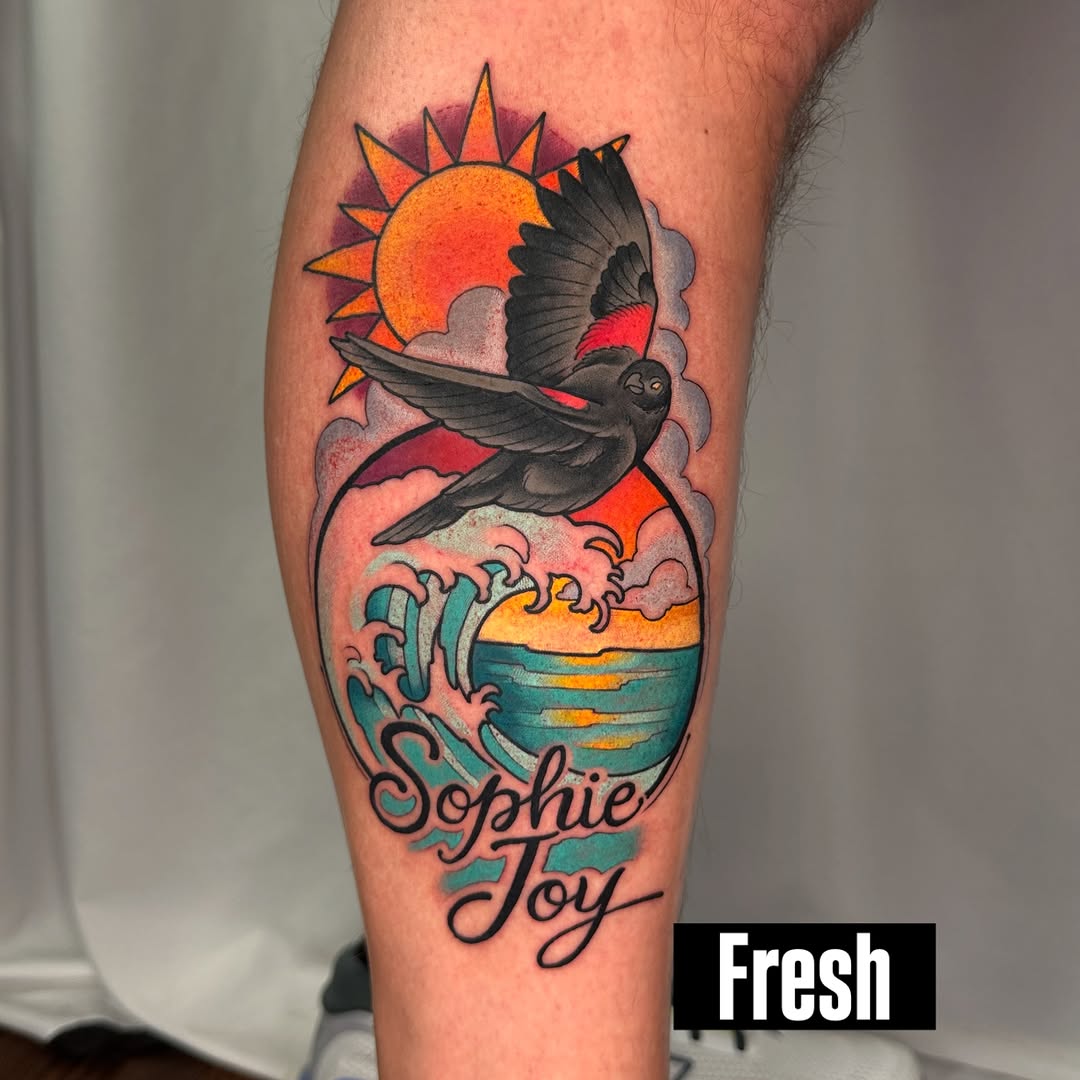 Watercolor tattoo on the forearm by Kiel Ferrari