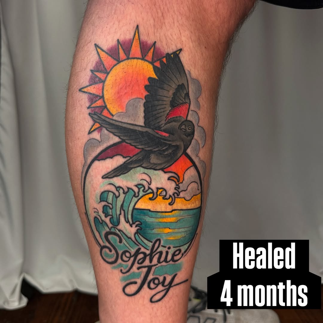 Watercolor tattoo on the forearm by Kiel Ferrari