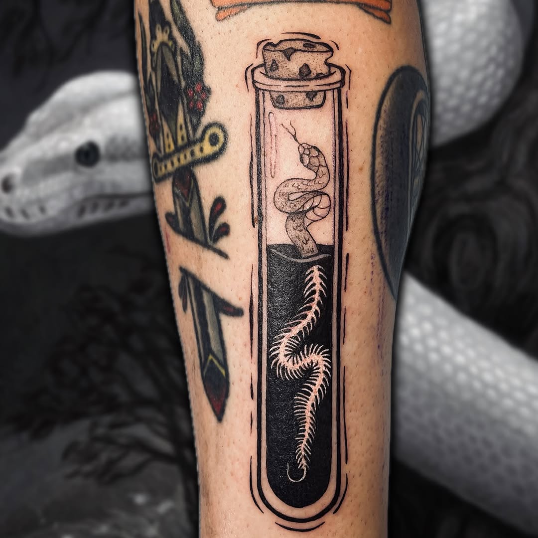 Tattoo by @theghouligan — blackwork, black_and_grey
