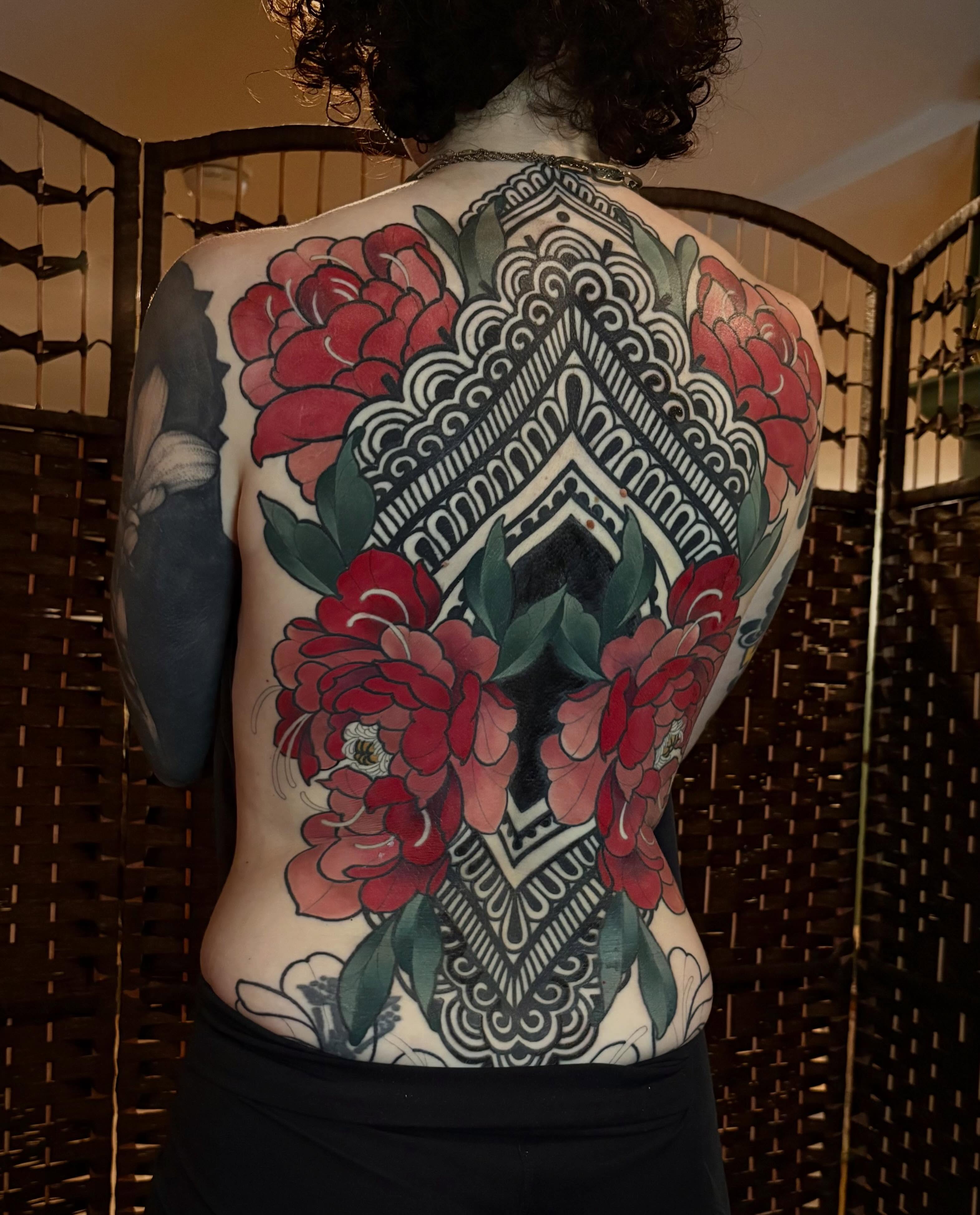 Peony flowers and mandala japanese irezumi tattoo on the back by π€ π
πͺ π‘ π π π© π© π π€