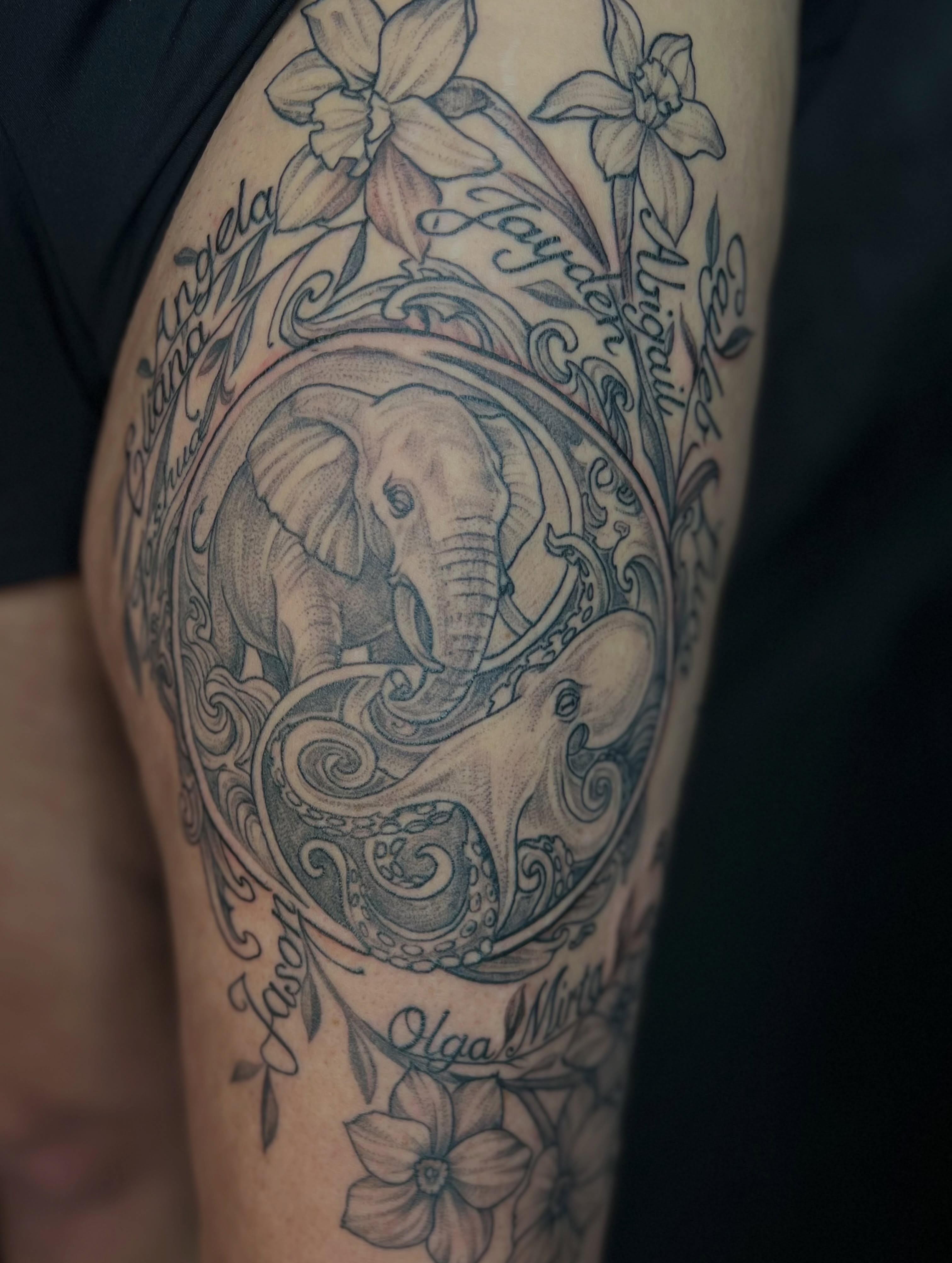 Tattoo by @mrsimontattoo — black_and_grey, realism
