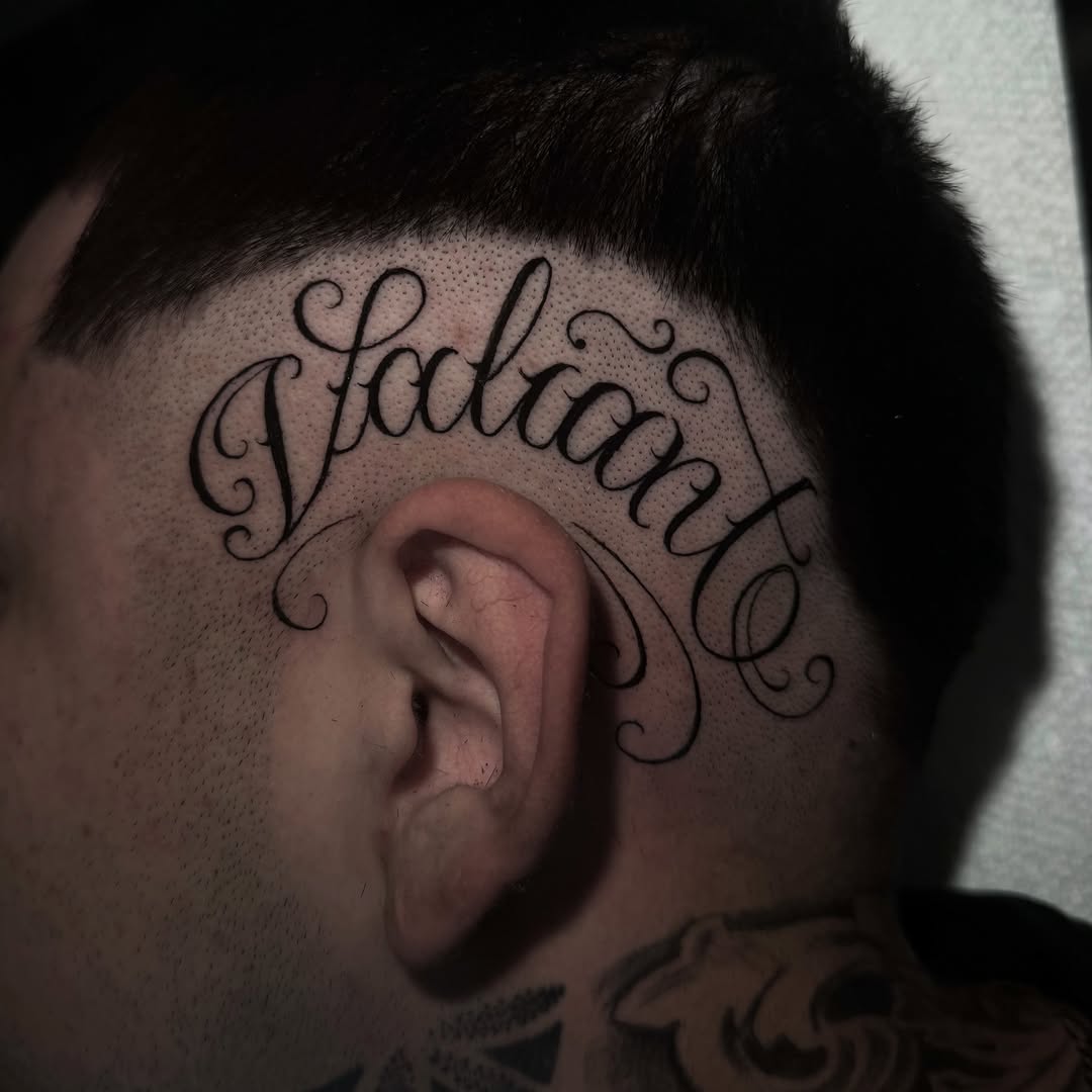 Tattoo by @dome_tats — lettering_script, chicano