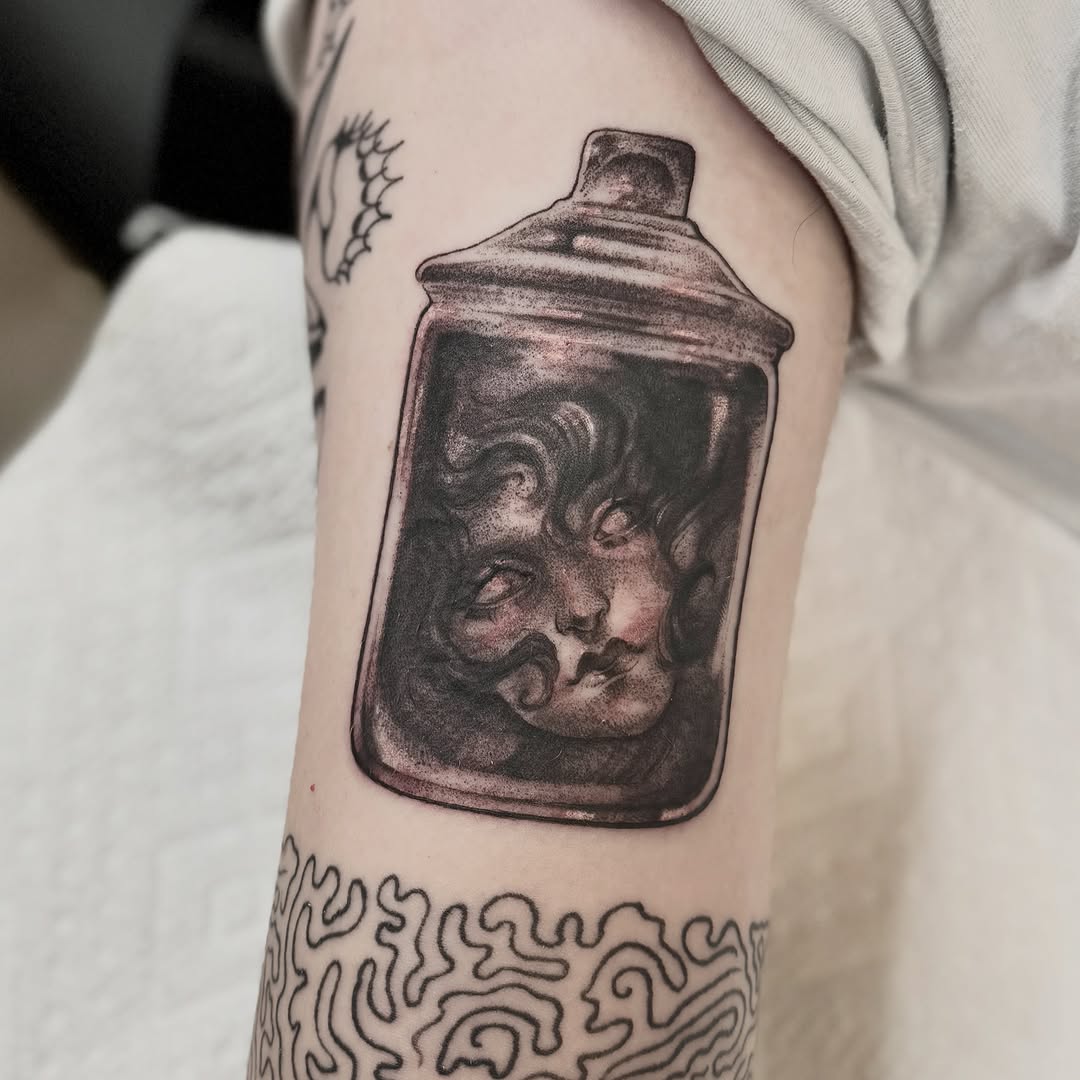 Tattoo by @anderstattoo — dark_realism, black_and_grey