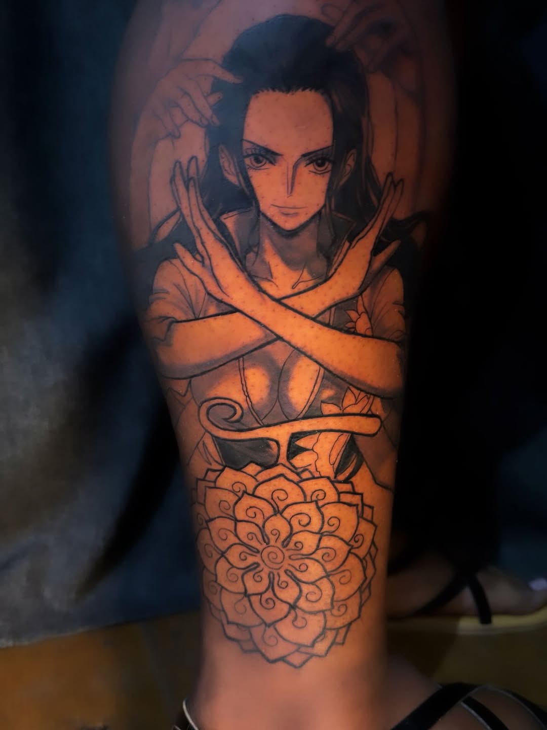 Tattoo by @inkbyt0ny — anime, black_and_grey