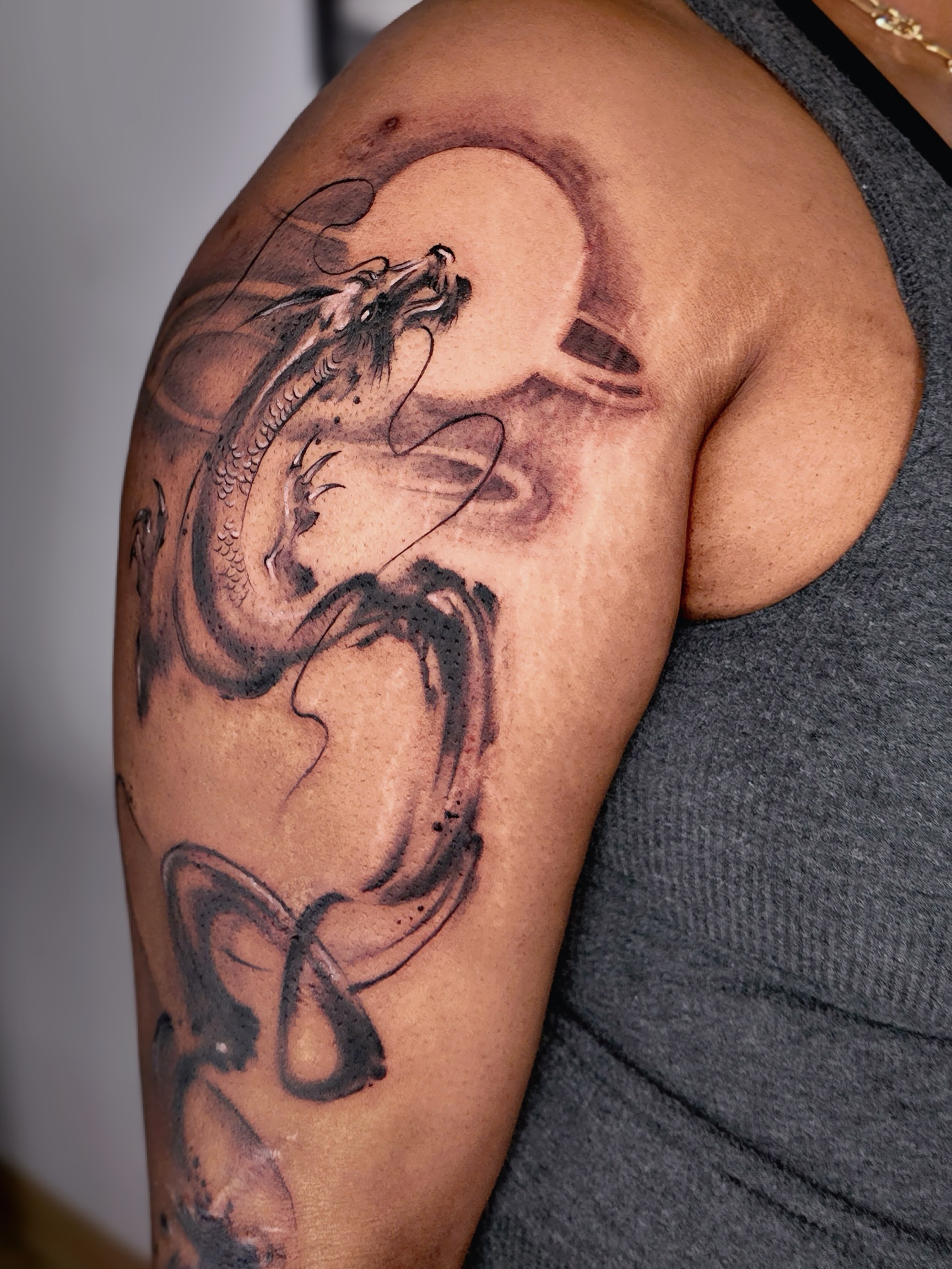 Tattoo by @junsinkmontreal — black_and_grey
