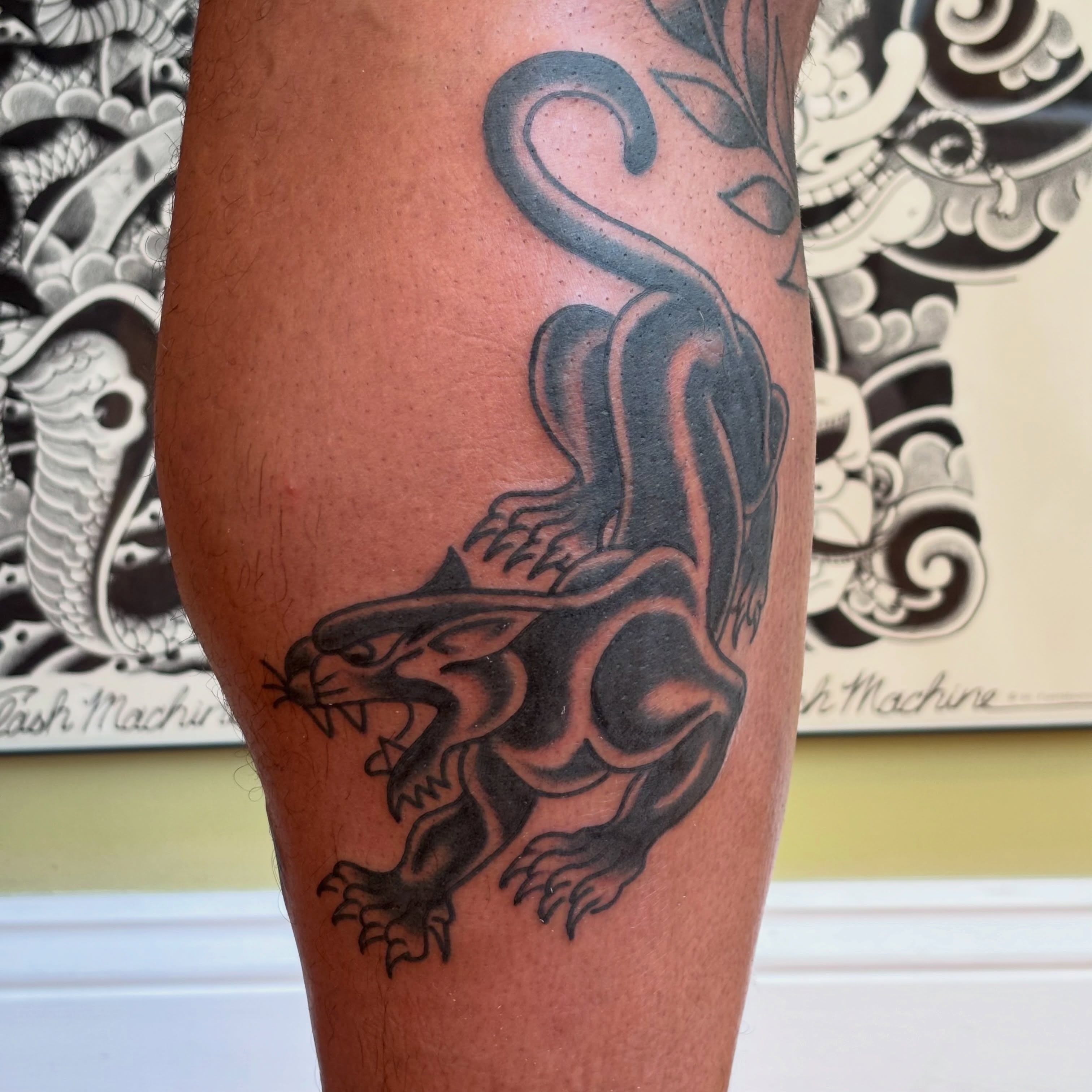 Tattoo by @lone_duck — black_and_grey