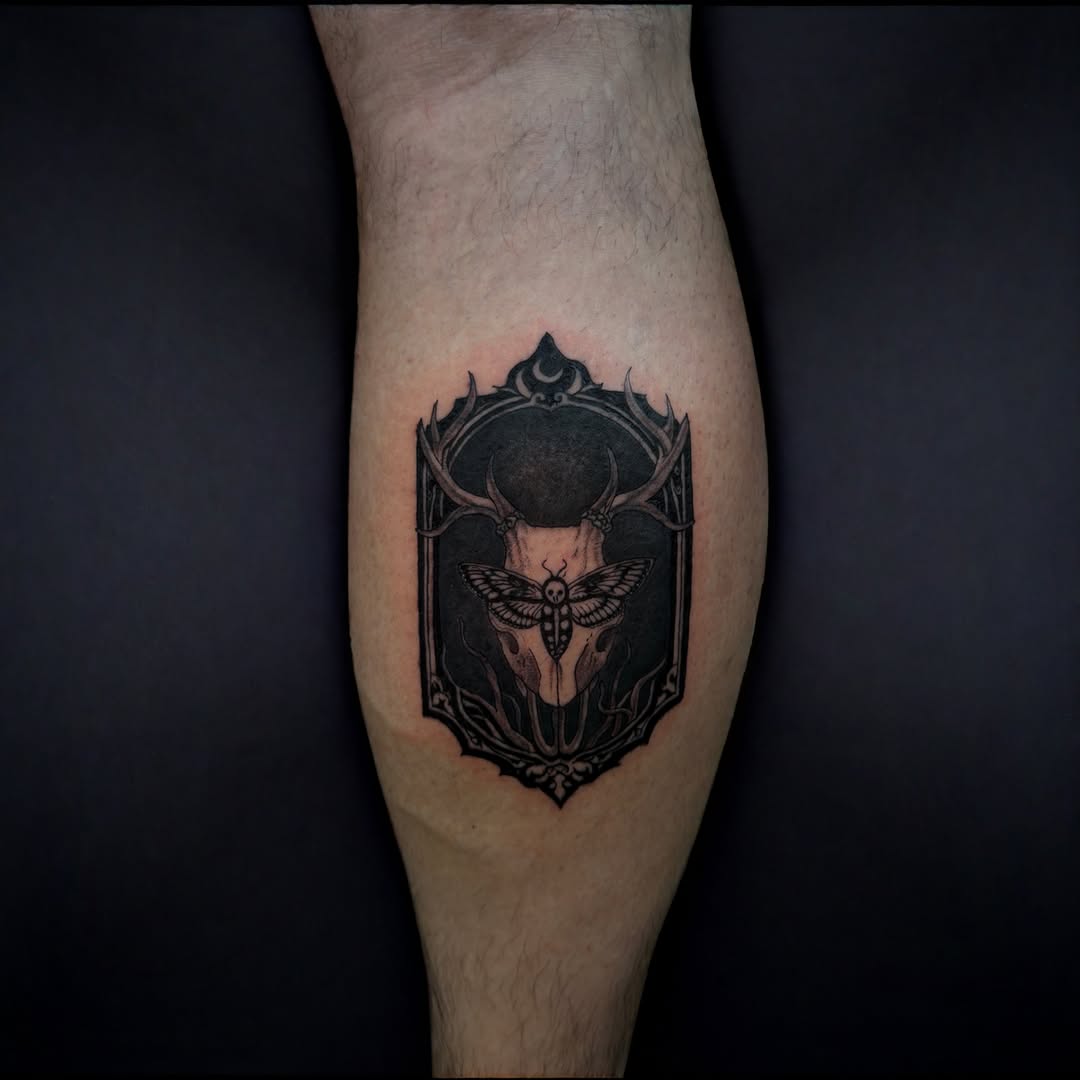 Tattoo by @relicglow_ink — black_and_grey, dark_realism