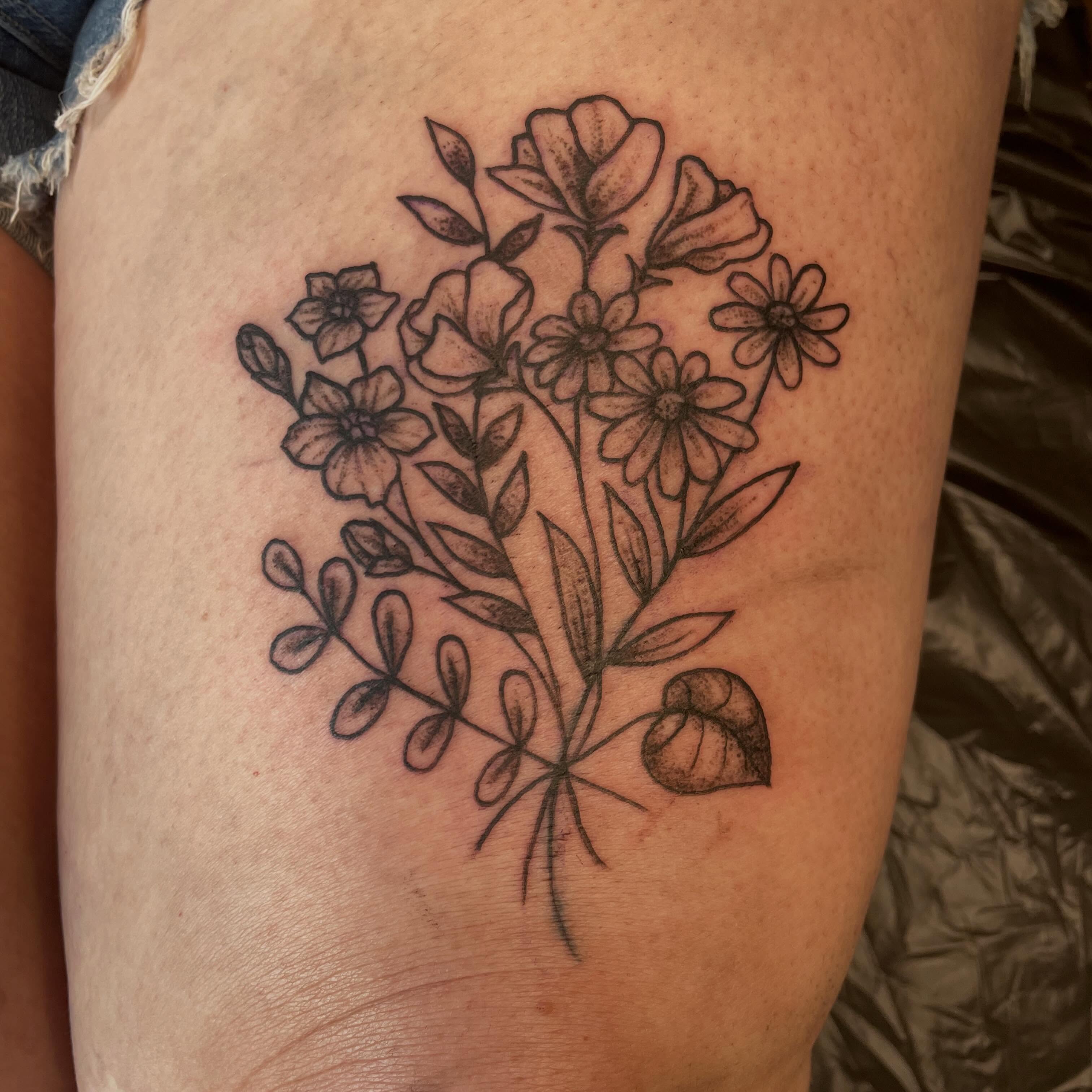 Tattoo by @mstarkweatherart — black_and_grey