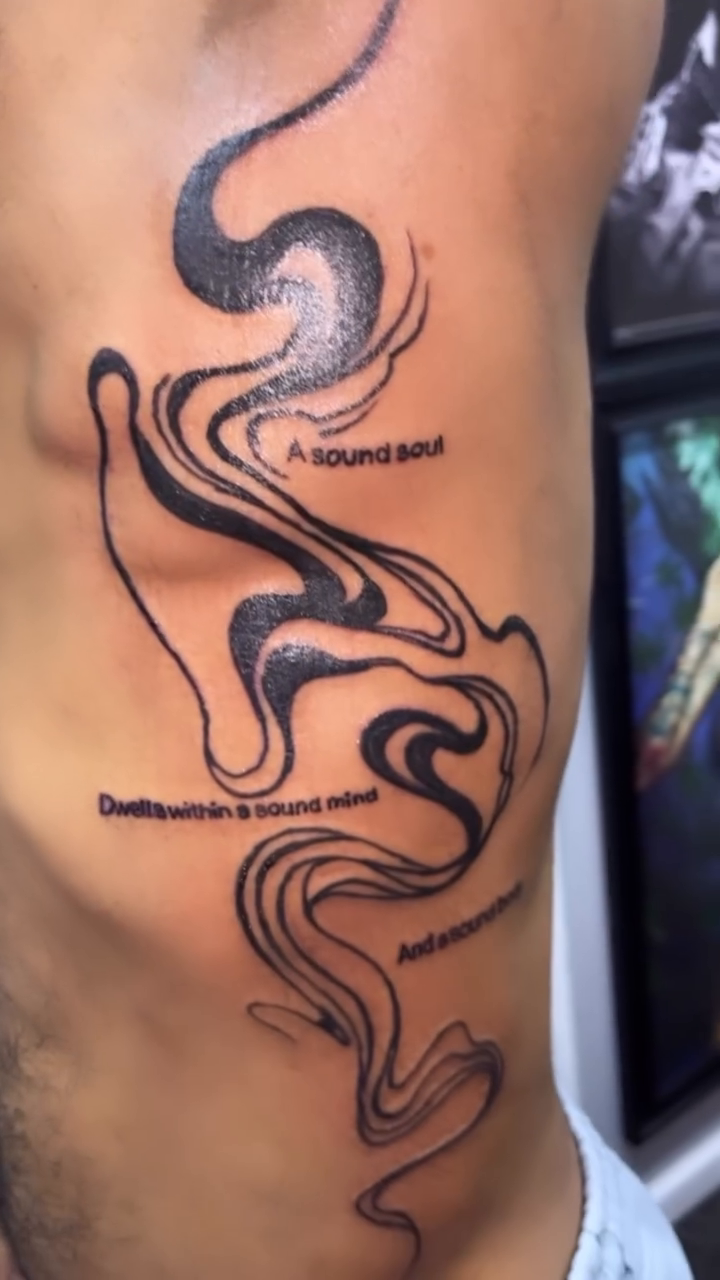 Tattoo by @armanee_ink — lettering_script, black_and_grey