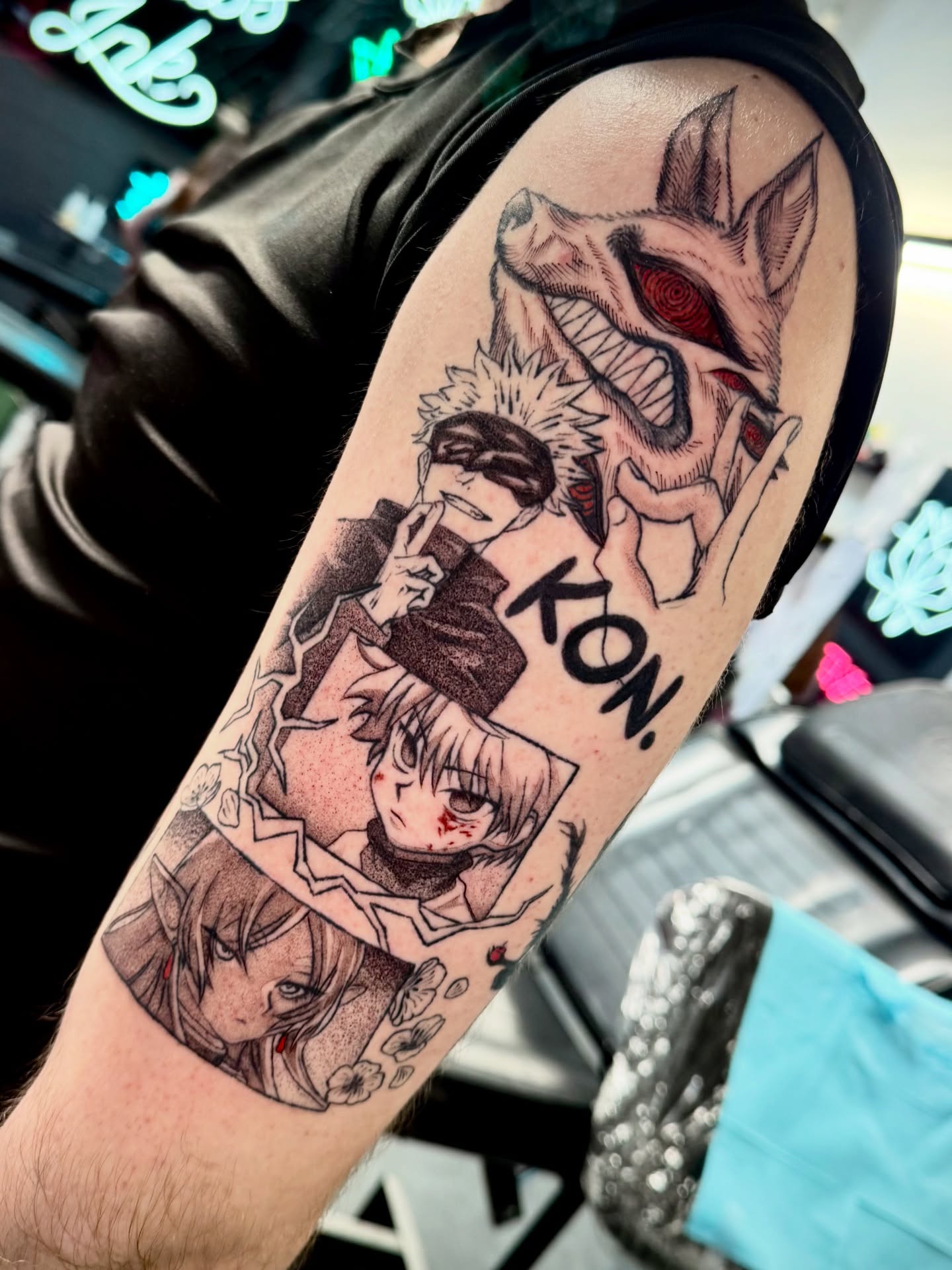 Tattoo by @keybluetattoo — anime, dotwork