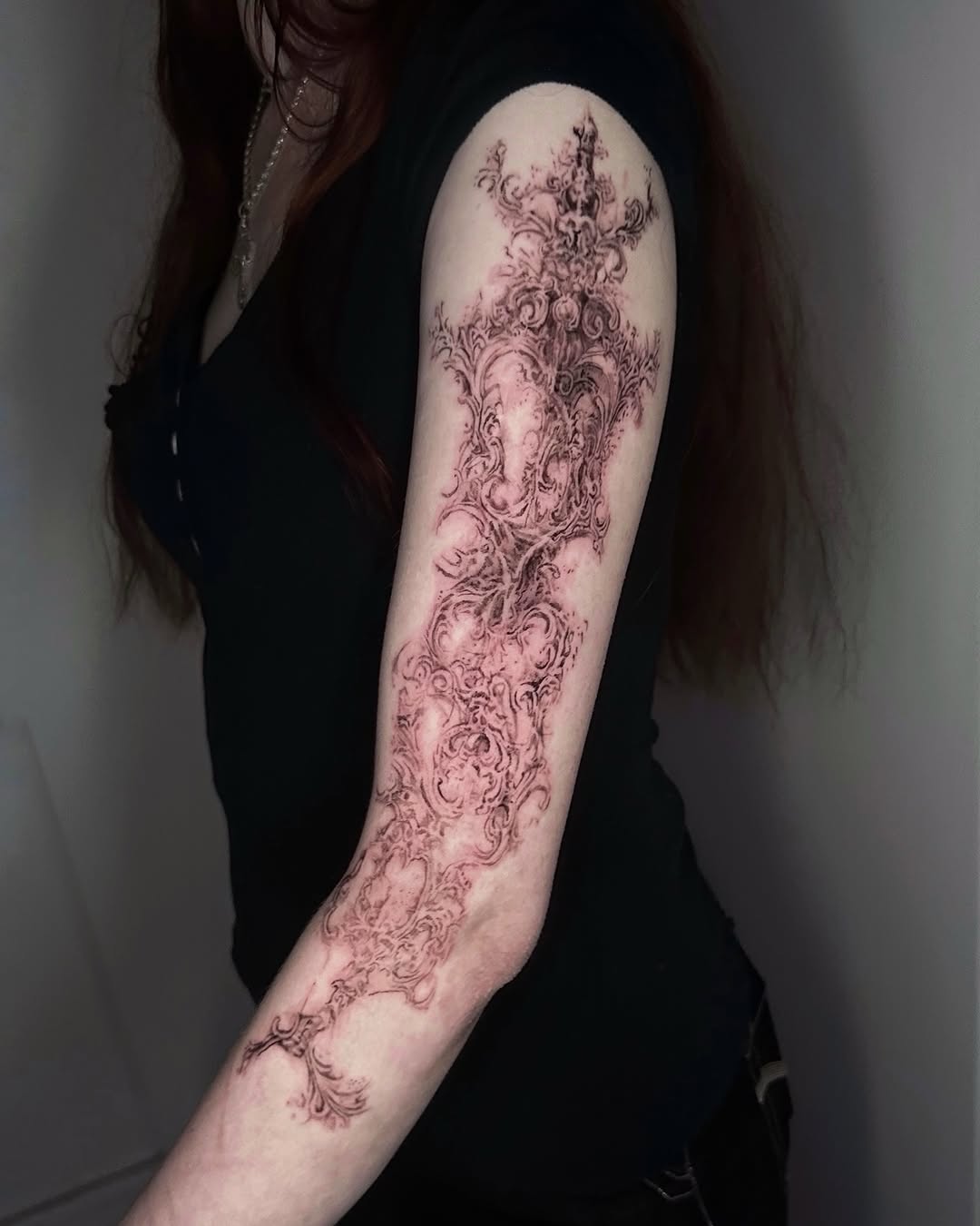 Ornamental filigree pattern cyber sigilism tattoo on the forearm by @ashencoil