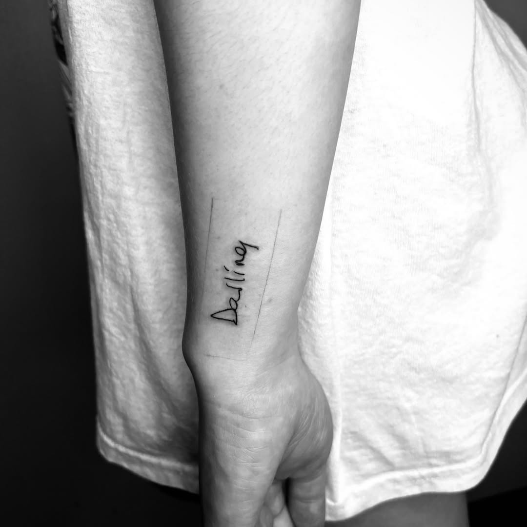 Tattoo by @sydneyrosetattoos — lettering_script, fine_line