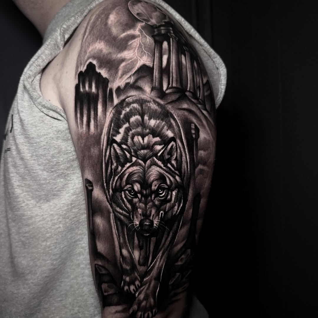 Tattoo by @kat_tattooer — realism, black_and_grey
