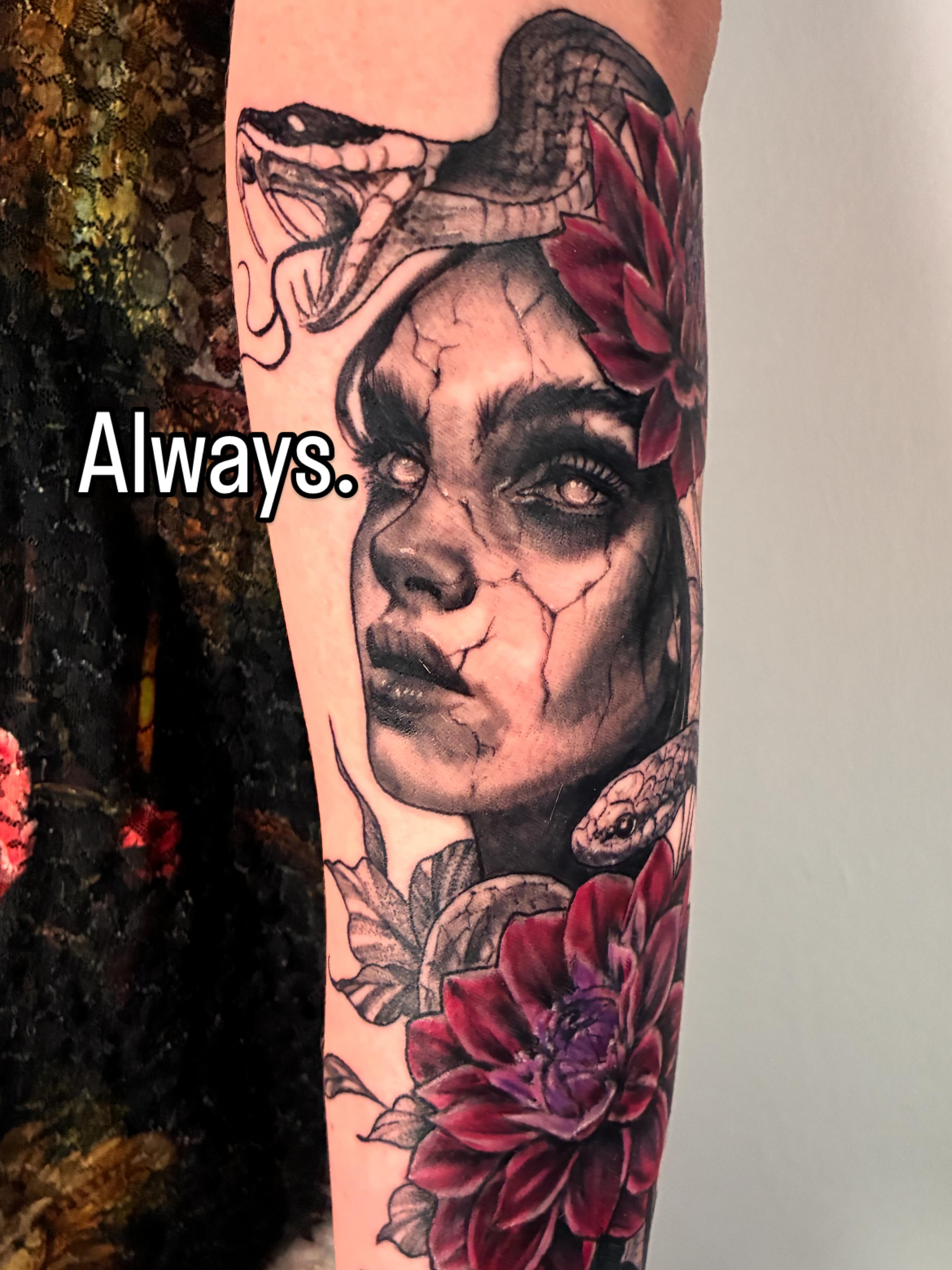 Tattoo by @lauren_tattoosart — realism, dark_realism