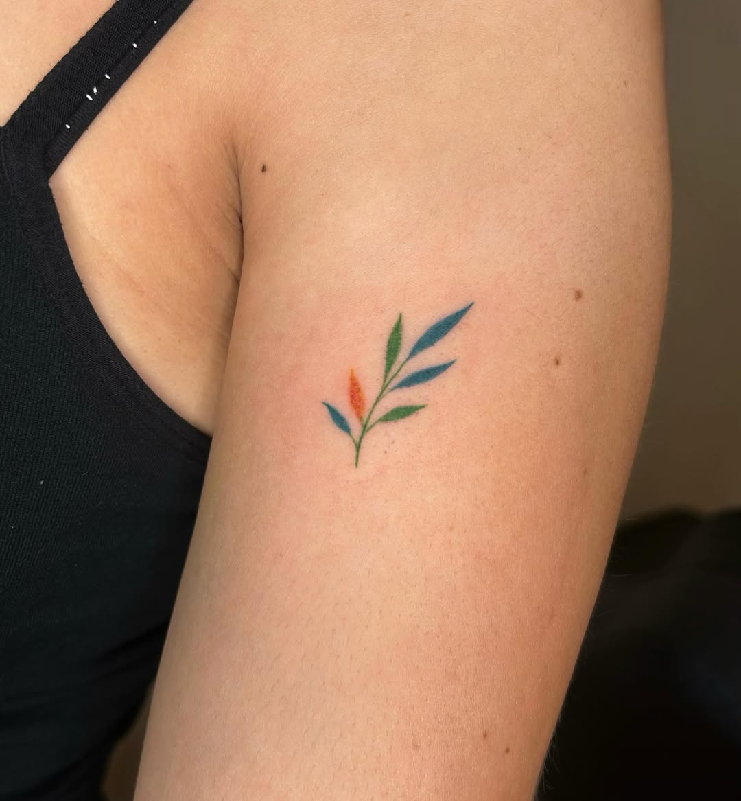 Leafy branch watercolor tattoo on the forearm by 𝒜𝓇𝓉𝒾𝓈𝓉 𝒟𝒶𝒾𝓈𝓎 ♡