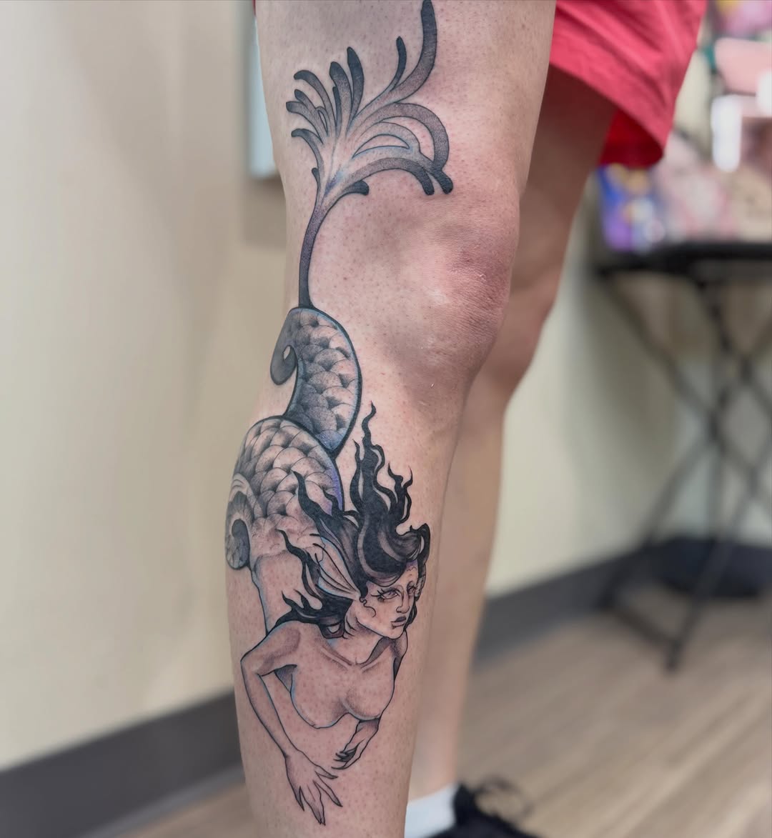 Tattoo by @rebecca.rose.tattoos — black_and_grey, ornamental