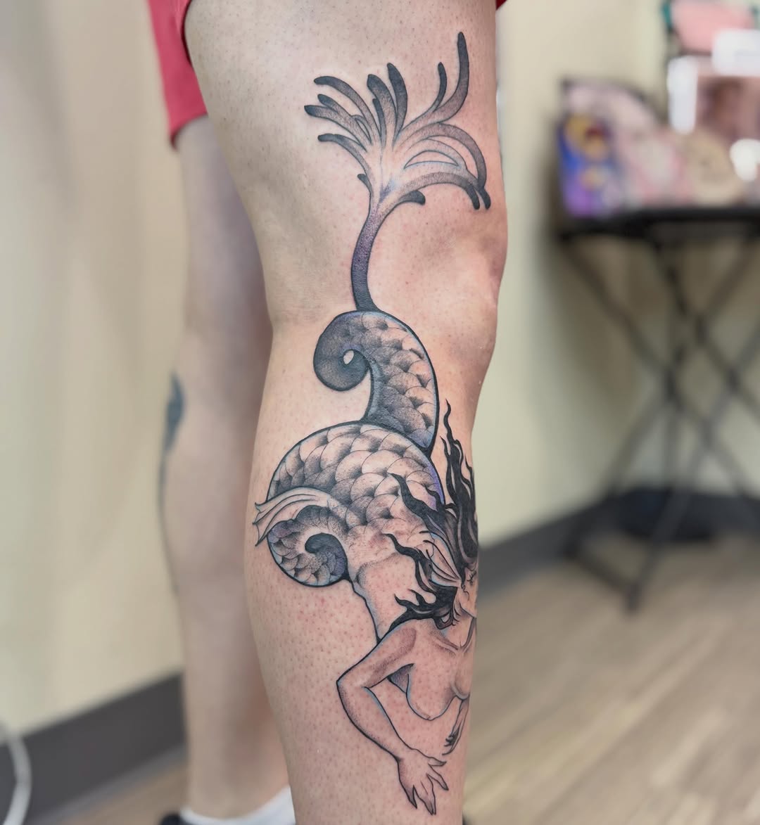 Tattoo by @rebecca.rose.tattoos — black_and_grey, ornamental