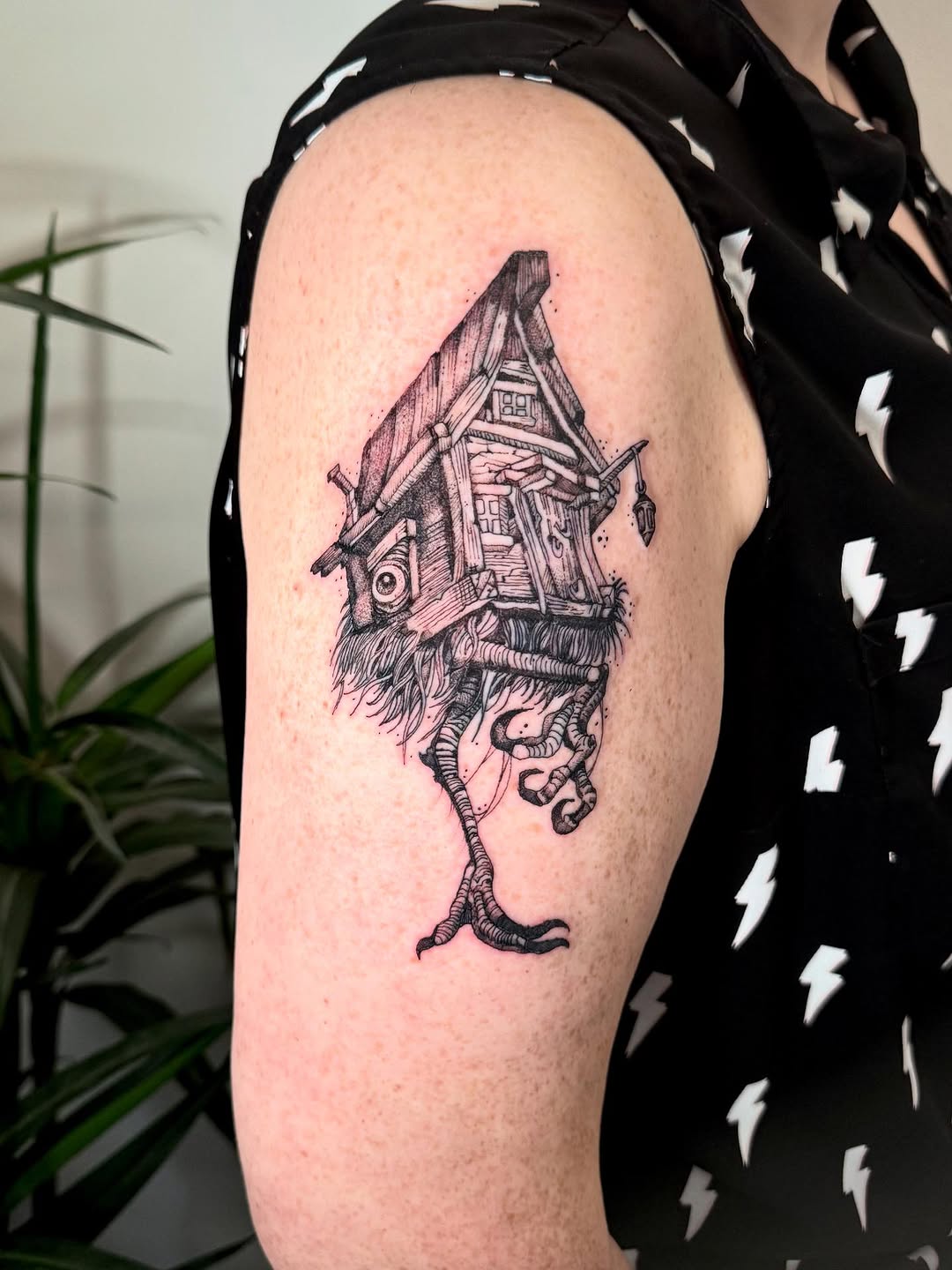 Tattoo by @noonchi_tattoos — illustrative, black_and_grey