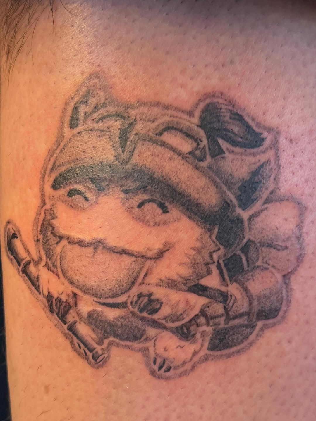 Tattoo by @tofuskintattoo — anime, black_and_grey