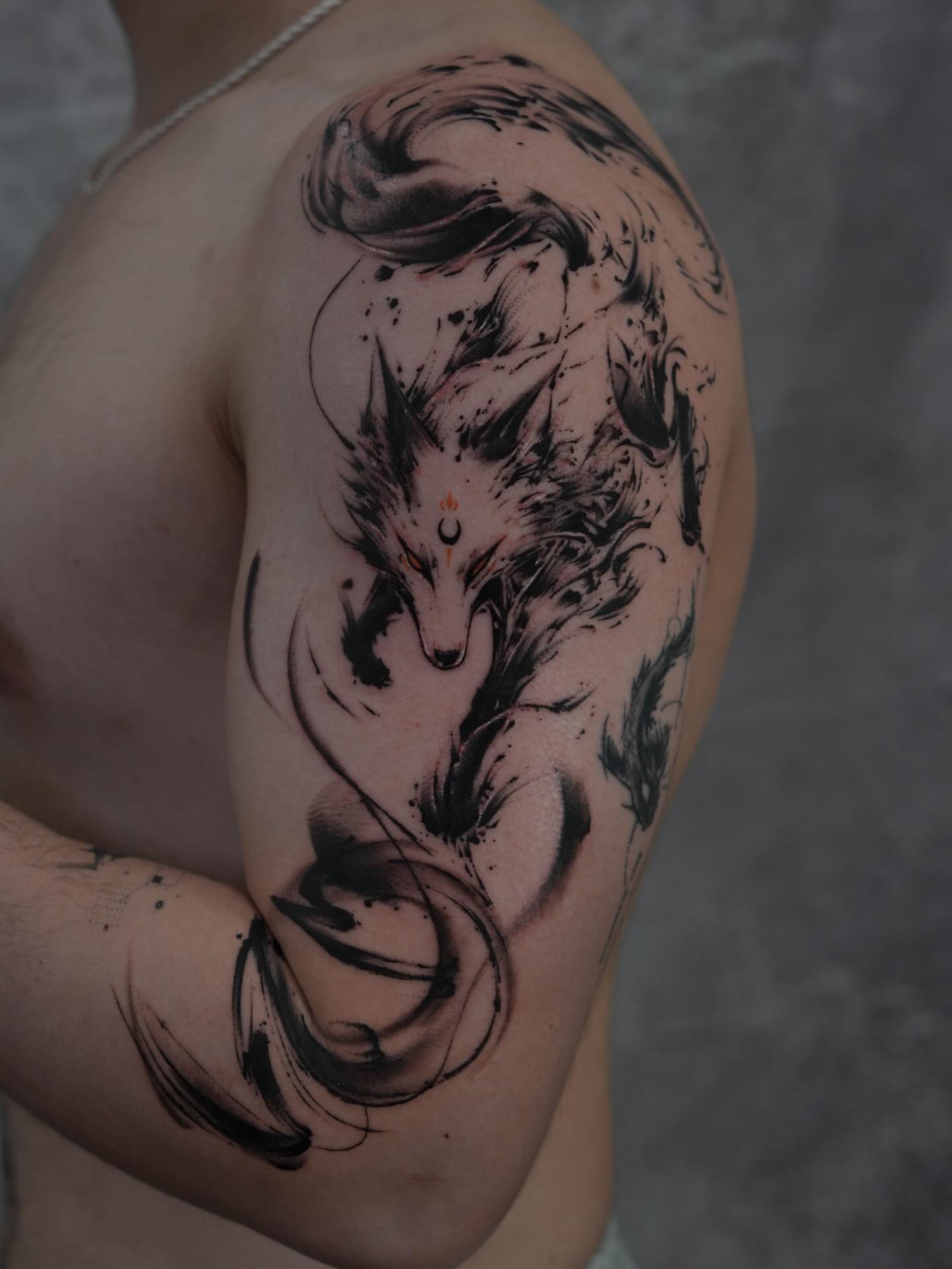 Tattoo by @mr.yang_tattoo — black_and_grey, dotwork