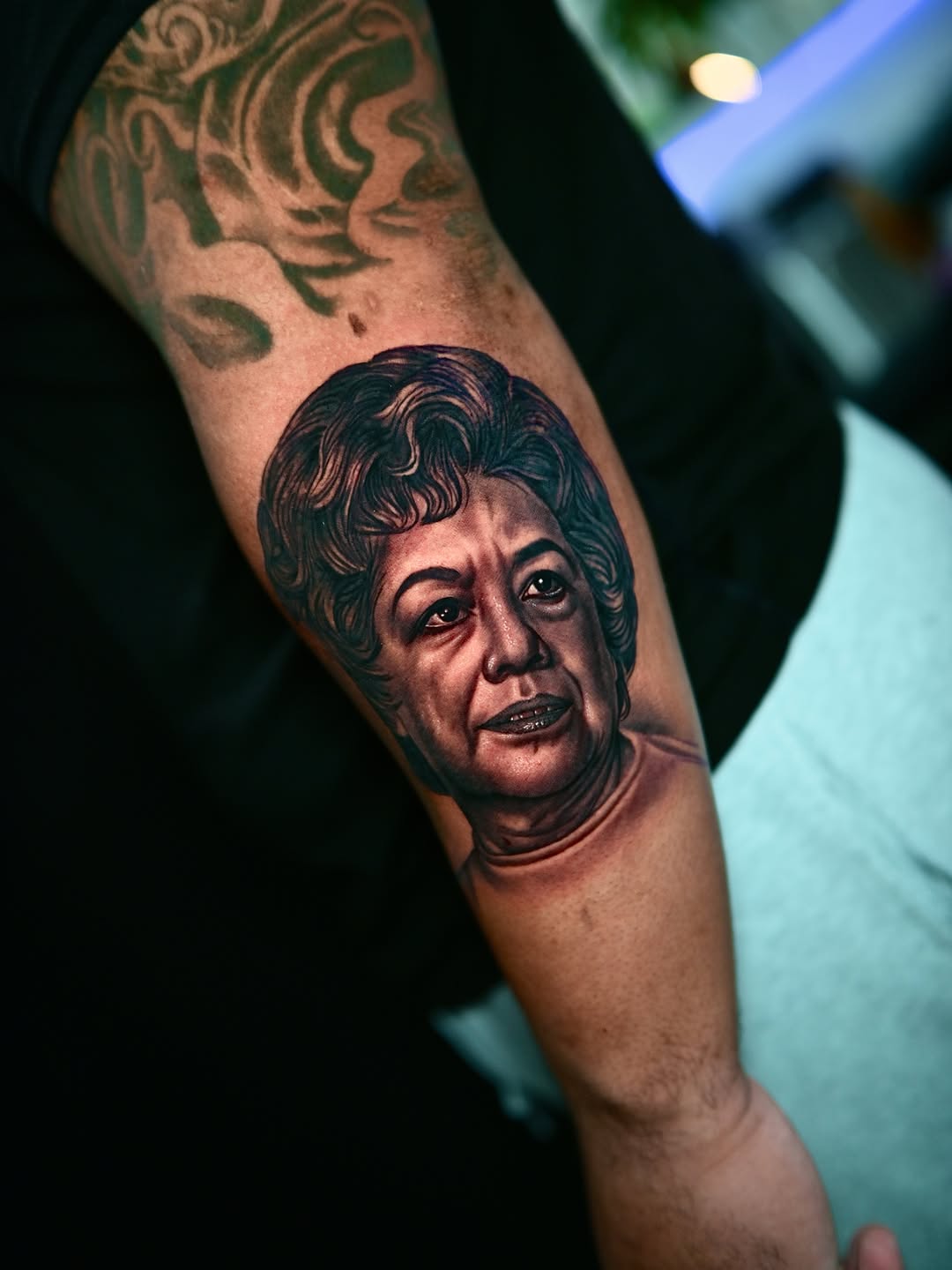 Portrait of a woman realism tattoo on the forearm by Dallas tattoo artist