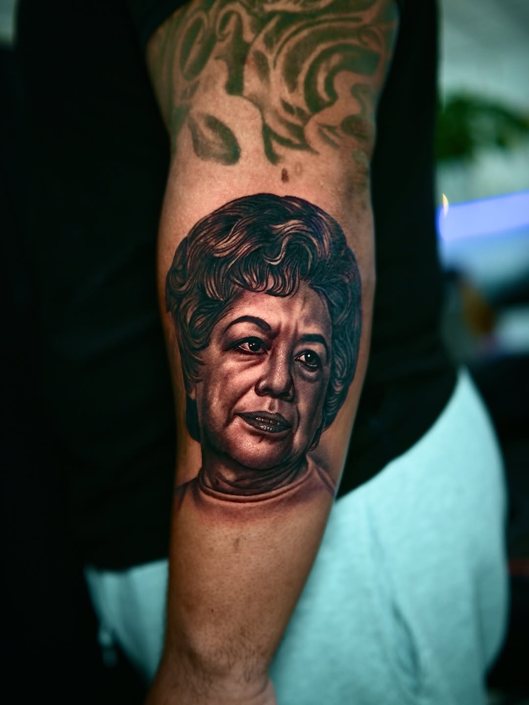 Portrait of a woman realism tattoo on the forearm by Dallas tattoo artist