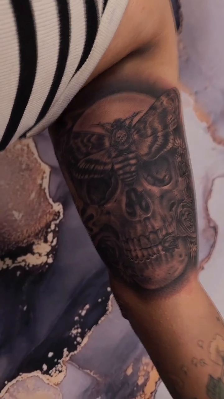 Tattoo by @kickz_tattoos — realism, black_and_grey