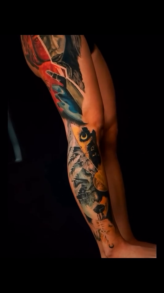 Surrealism tattoo on the upper arm by @inkedbystabby, Manchester, New Hampshire