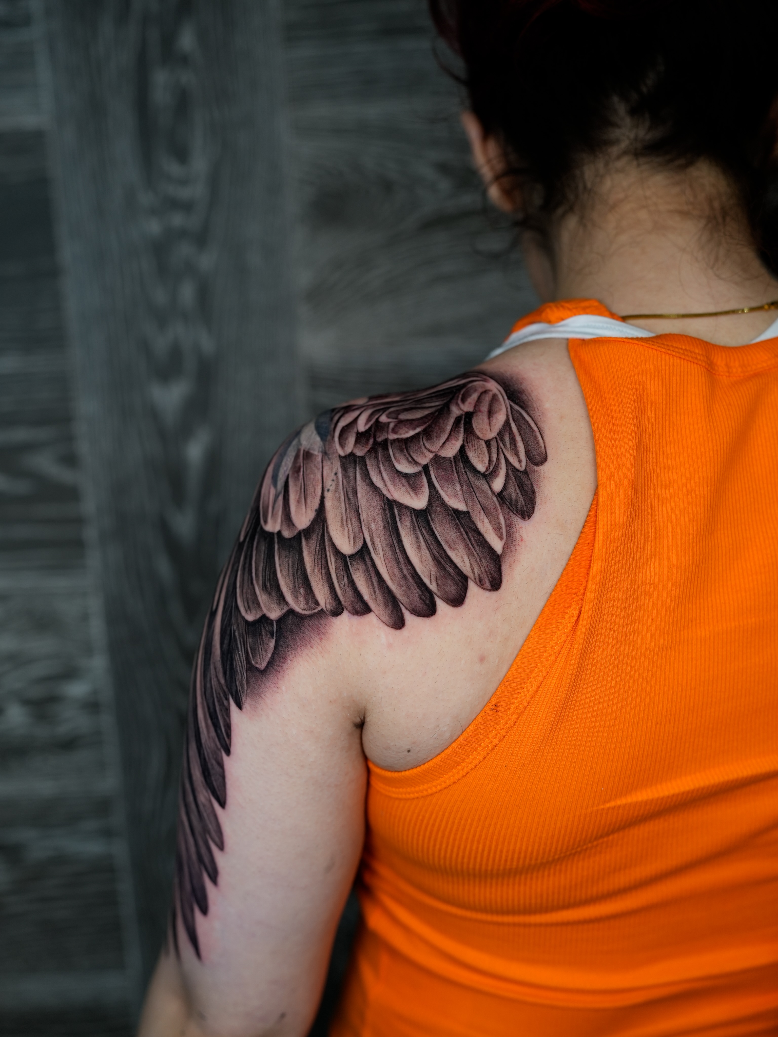 Wing realism tattoo on the shoulder by Ink Warden  Tattoo
