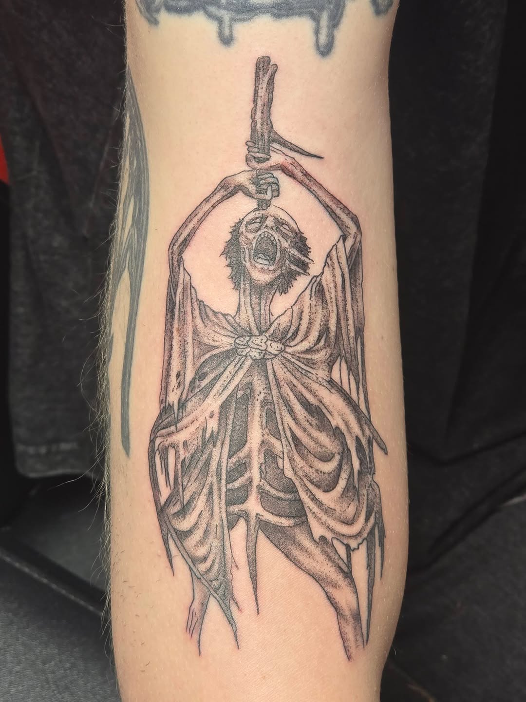 Tattoo by @karmakazeturtle — dark_realism, black_and_grey