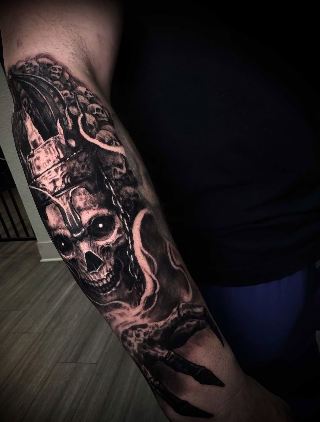 Tattoo by @getchucked13 โ dark_realism, black_and_grey