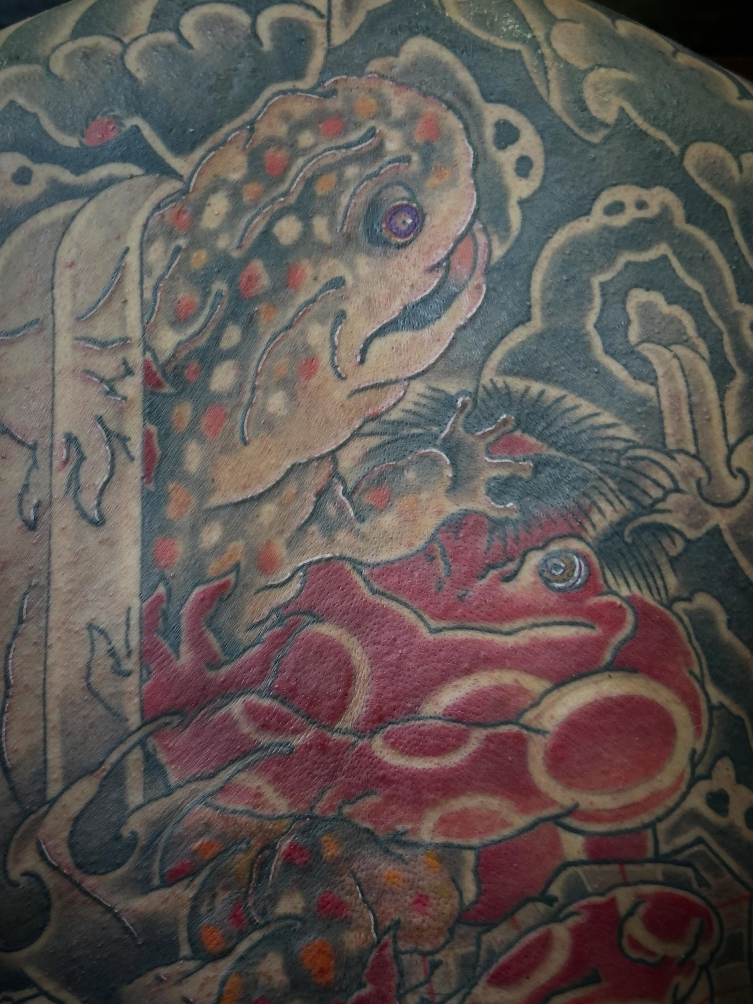 Tattoo by @sailorsushi_ — japanese_irezumi, black_and_grey